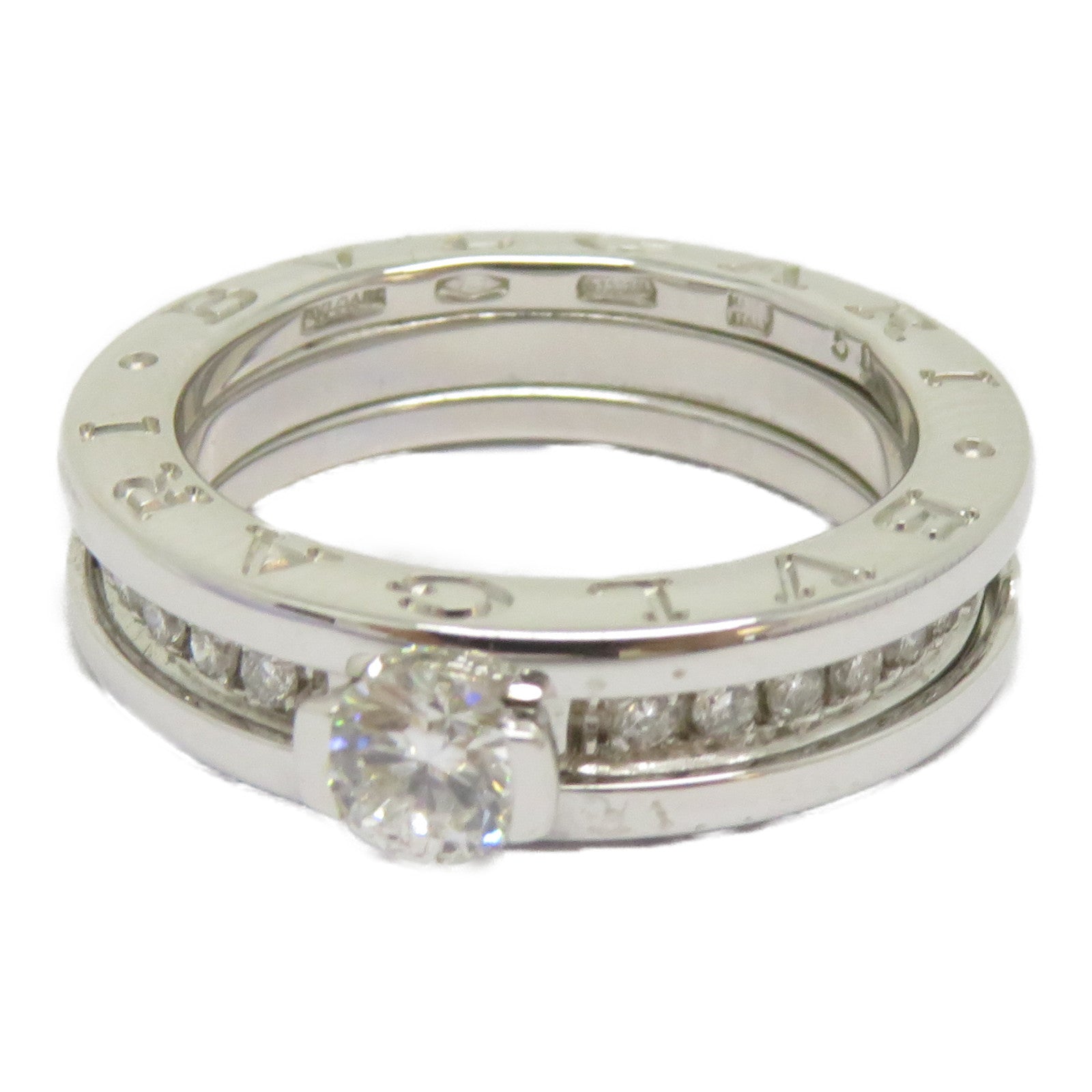 BVLGARI 18K白金Solitaire Diamond Ring鑽石戒指Bvlgari#50/US#5.25
