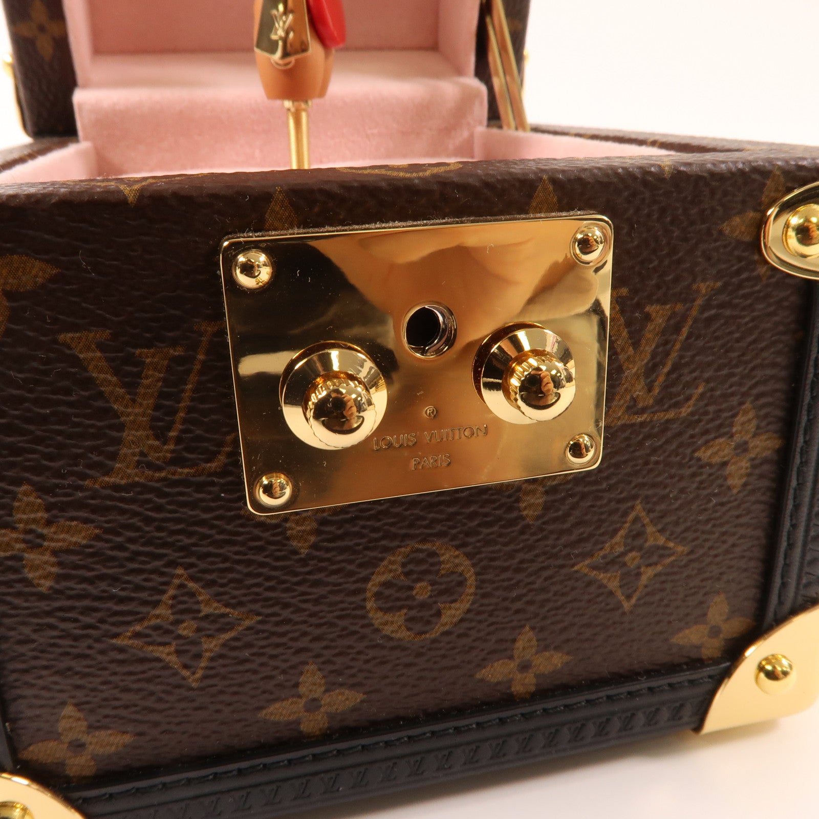 LOUIS VUITTON Monogram Trunk Vivienne Music Box 金扣音樂盒棕色