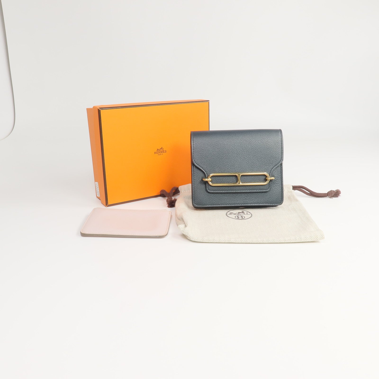 HERMES Evercolor皮革Roulis Slim錢包Vert Rousseau