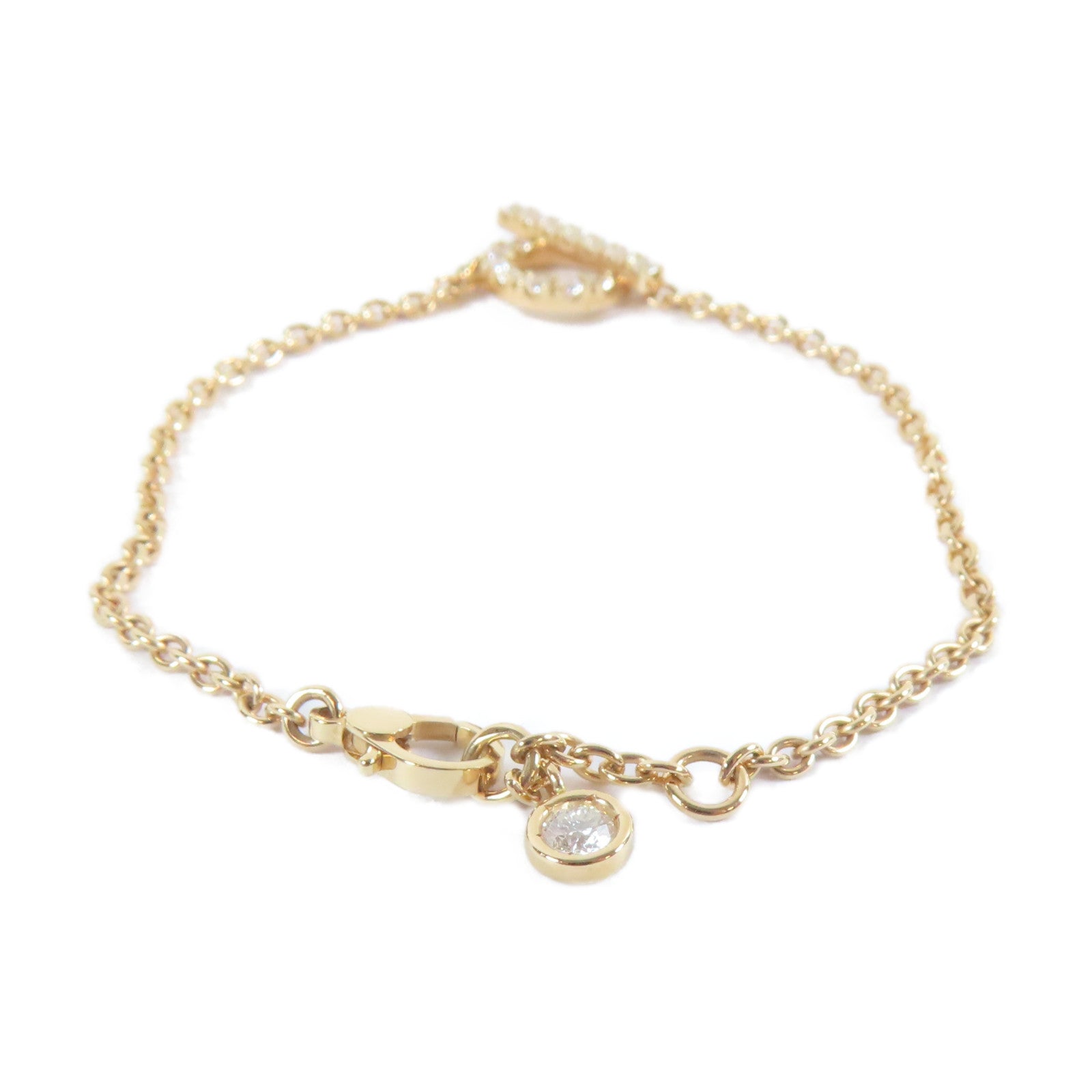 HERMES 18K黃金Finesse Bracelet0.55ct鑽石手鏈#15.25cm