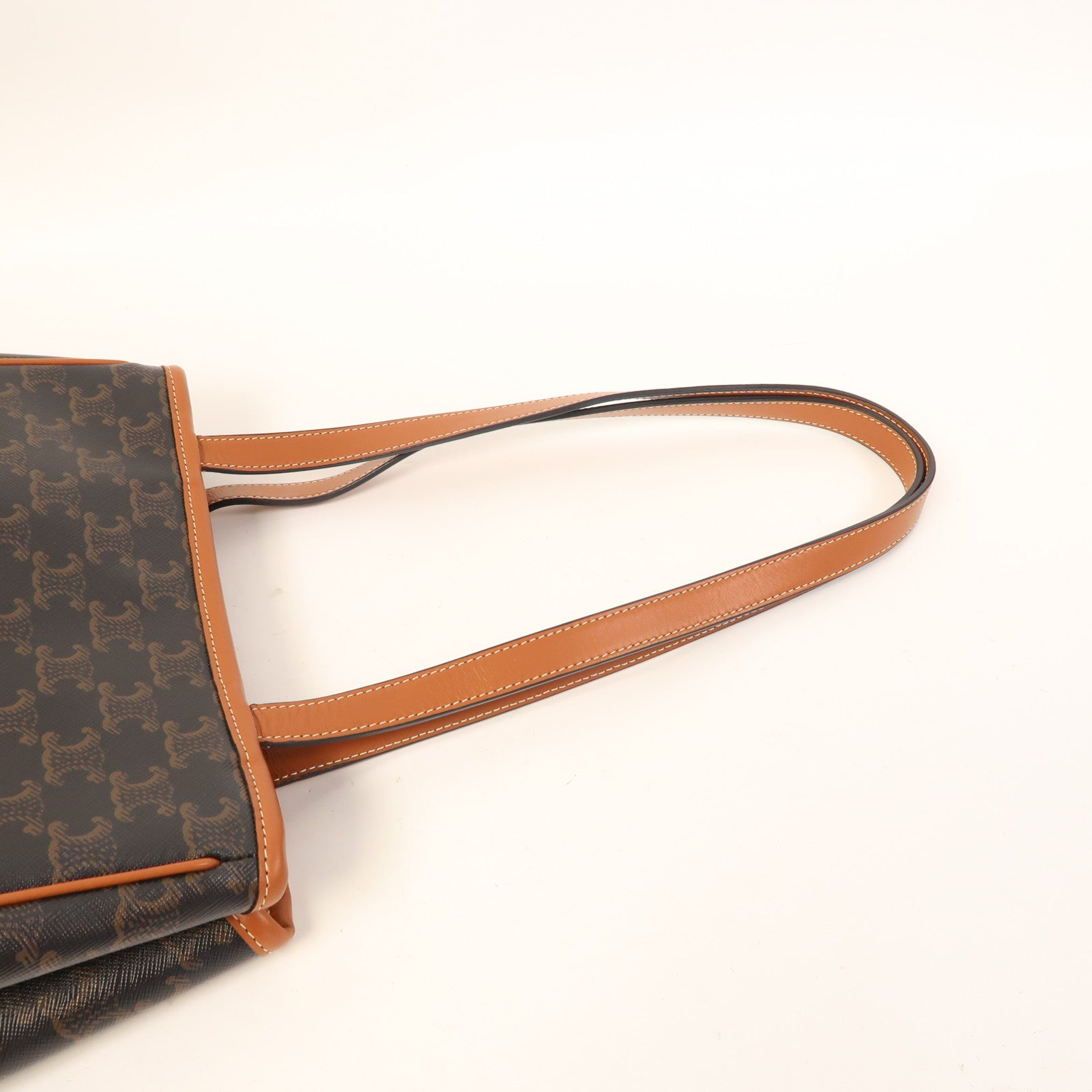 CELINE 【激減優惠】塗層帆布Shoulder Bag金扣肩背袋啡色/黑色