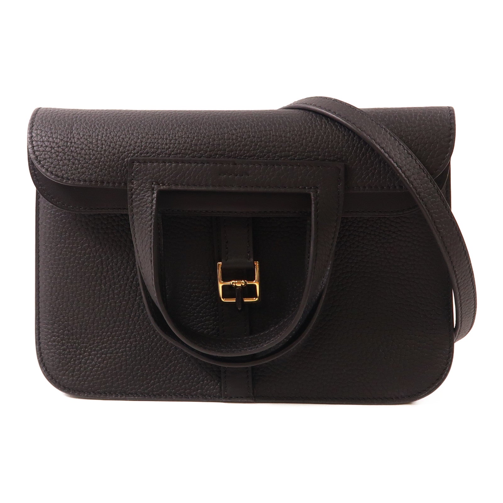 HERMES Clemence皮革Halzan 25金扣手挽肩背兩用袋