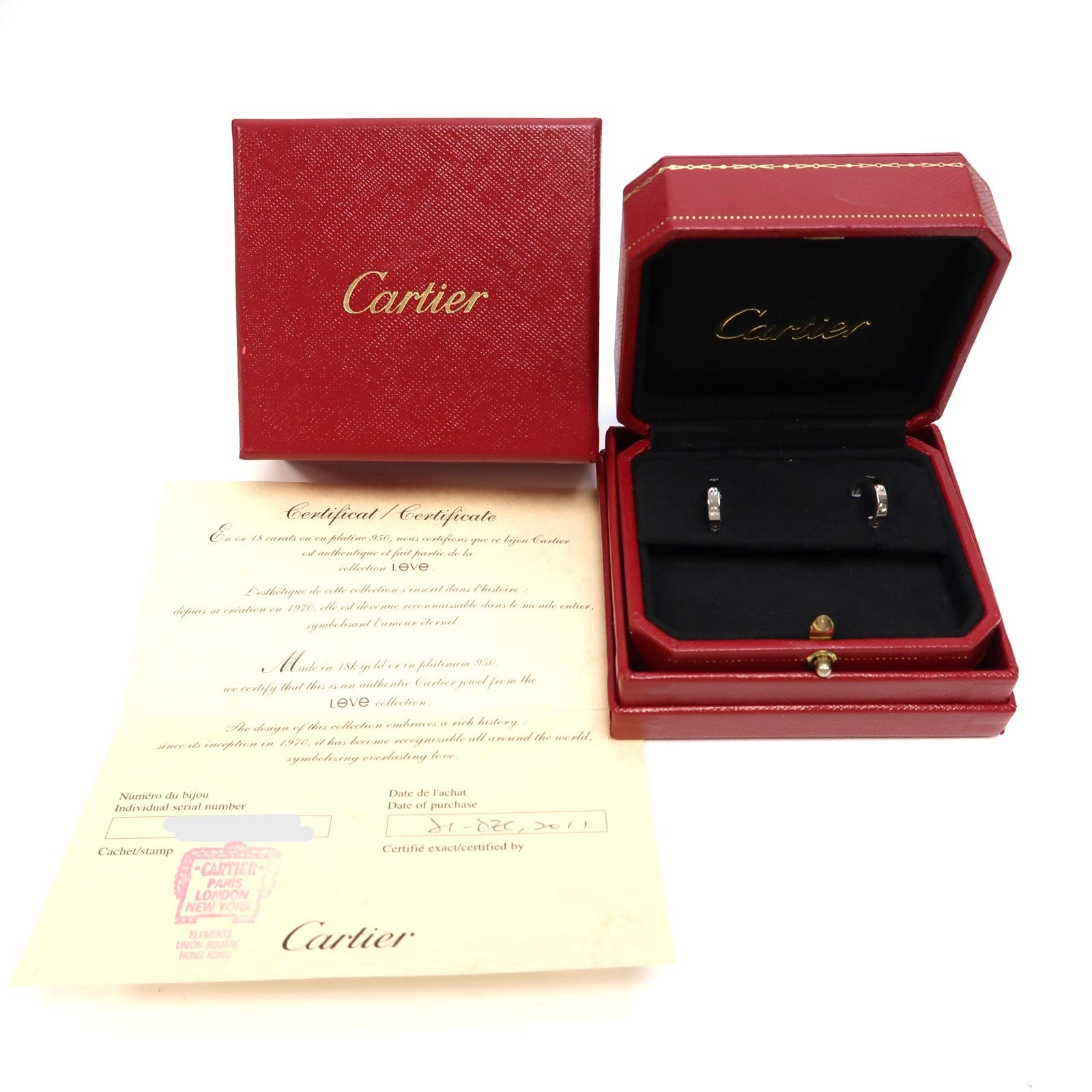 CARTIER 18K白金Love Earrings耳環