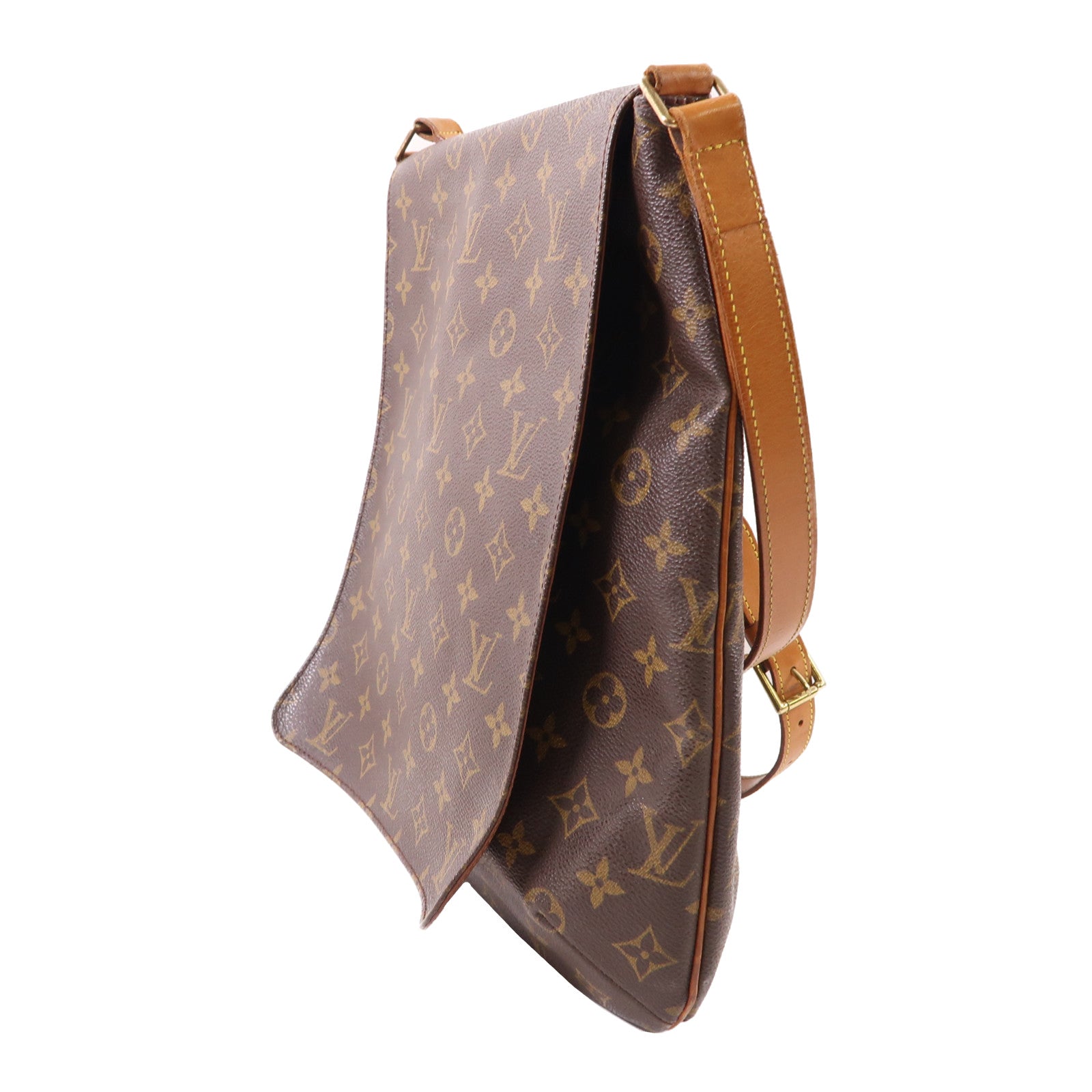 LOUIS VUITTON Monogram Musette金扣肩背袋棕色