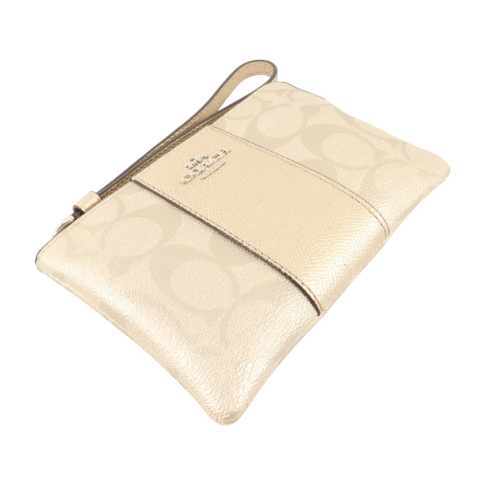 COACH 塗層帆布Wristlet Wallet銀扣小袋