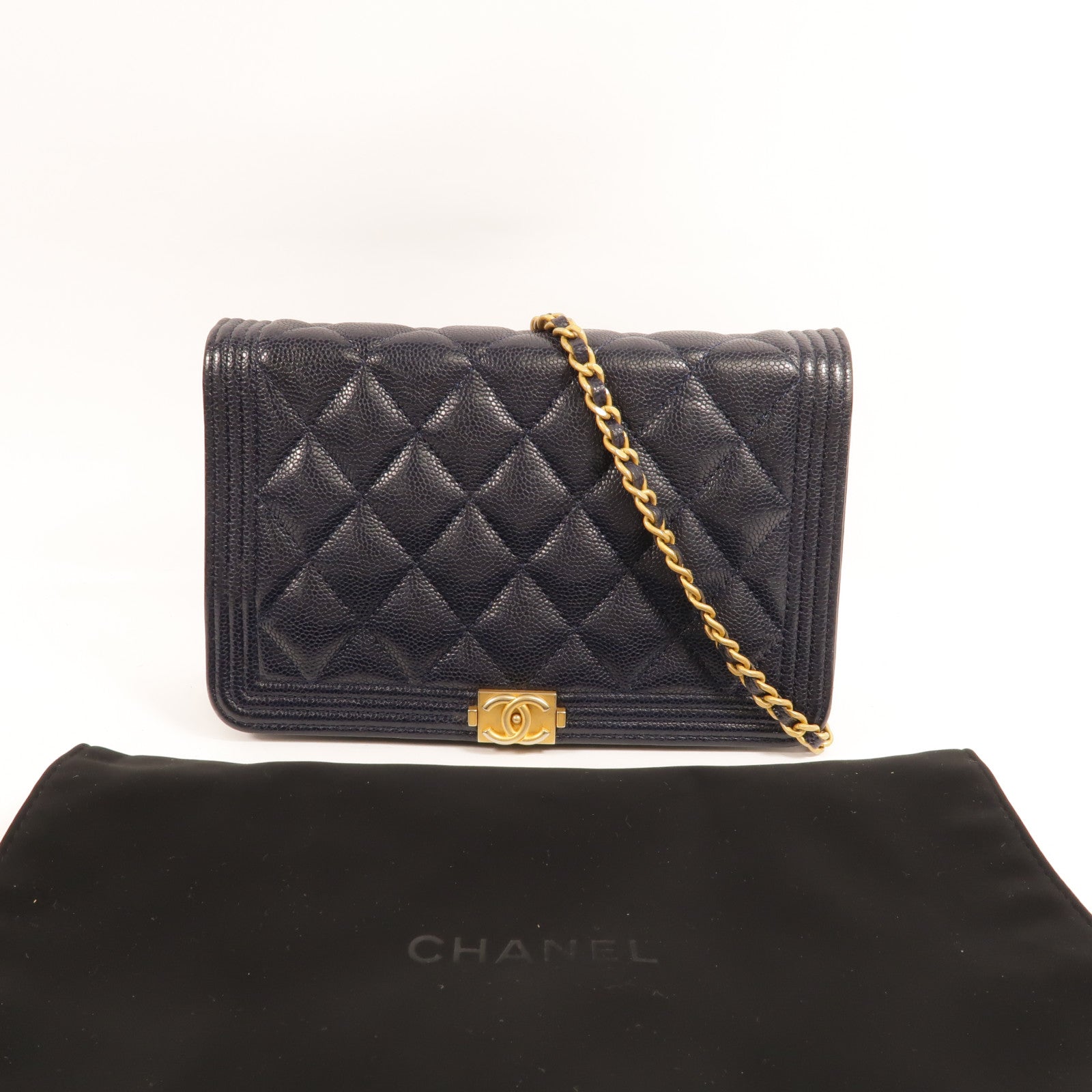 CHANEL 牛皮皮革Boy Chanel Wallet On Chain鏈帶肩背袋