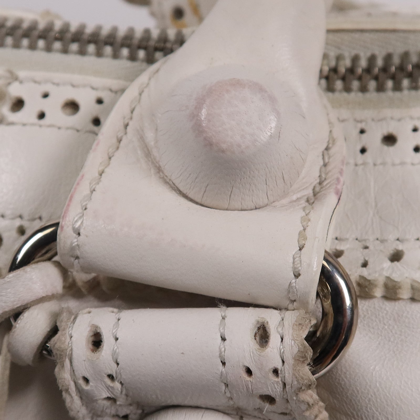 BALENCIAGA 皮革Giant Work銀扣手挽袋