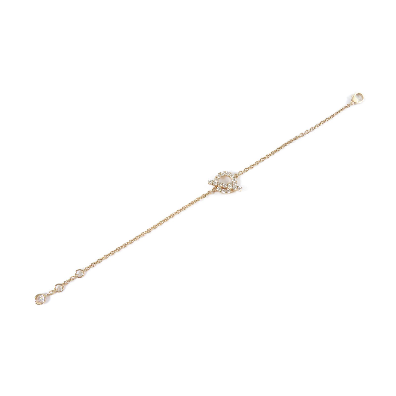 HERMES 18K黃金Finesse Bracelet0.55ct鑽石手鏈#15.25cm