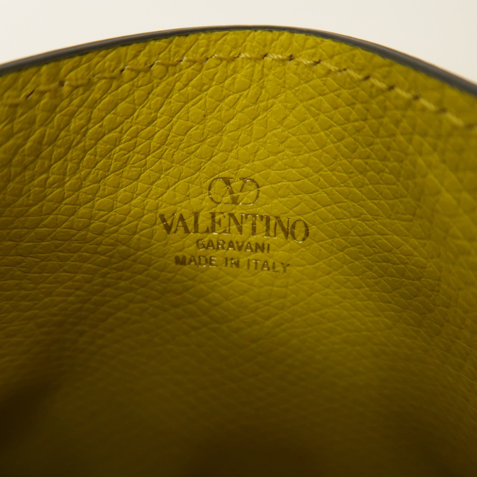 Valentino 牛皮皮革Card Case金扣卡片套黃色