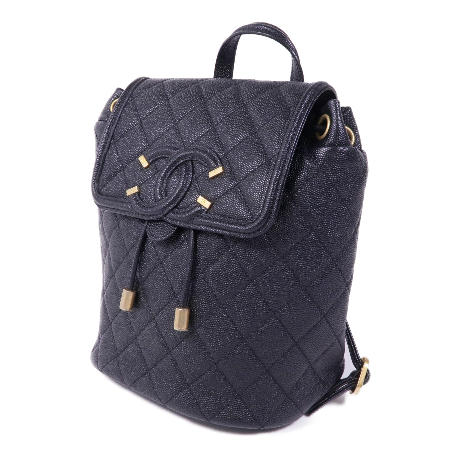 CHANEL 牛皮皮革Backpack金扣背包