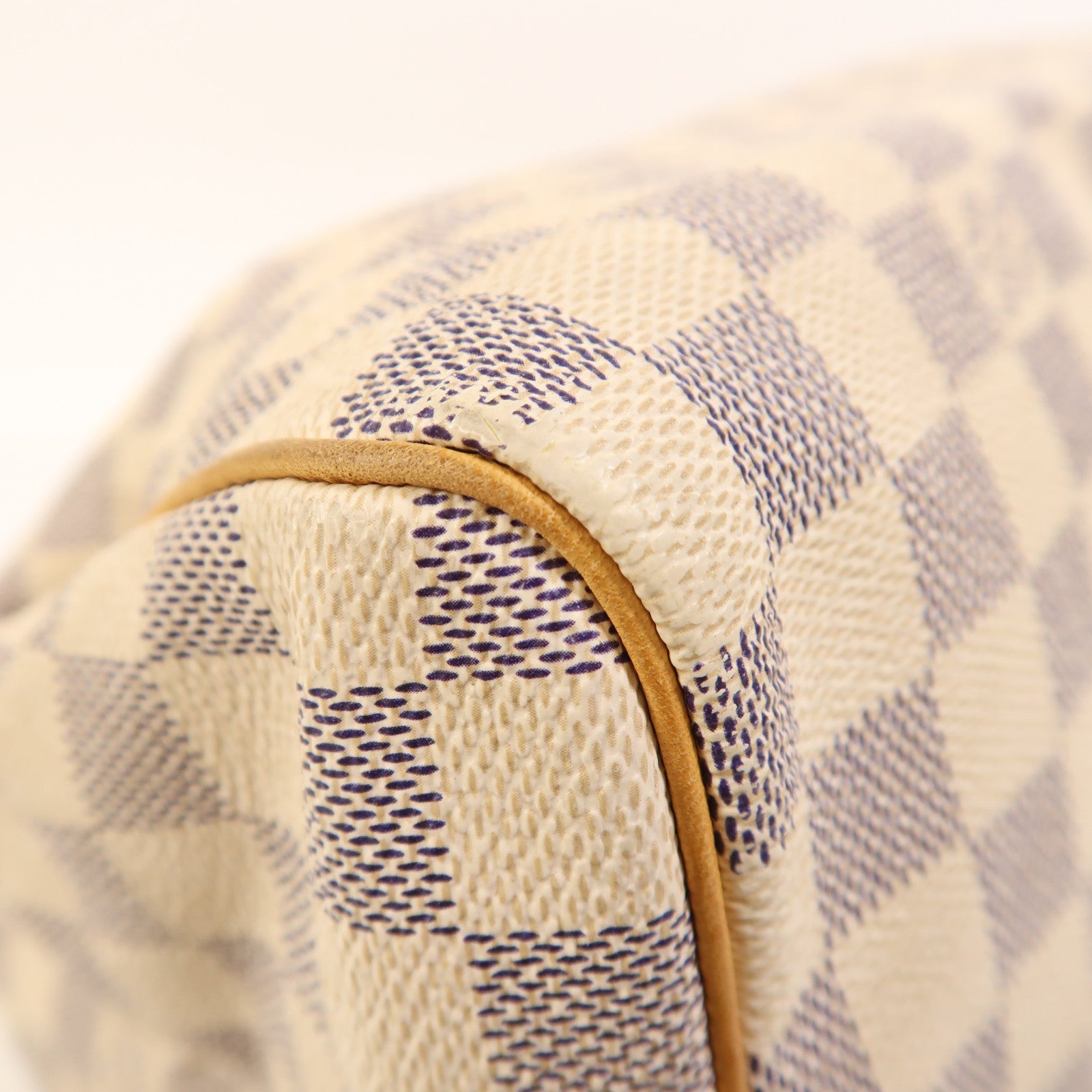 LOUIS VUITTON Damier Azur Speedy 30金扣手挽袋白色