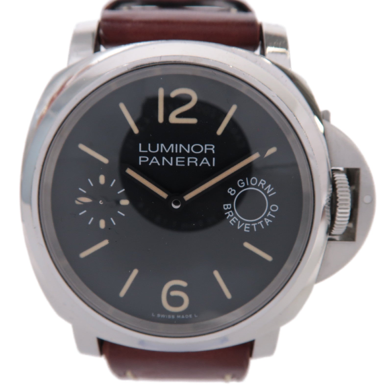 PANERAI 【激減優惠】Luminor Marina不鏽鋼/皮革手錶自動機芯黑色