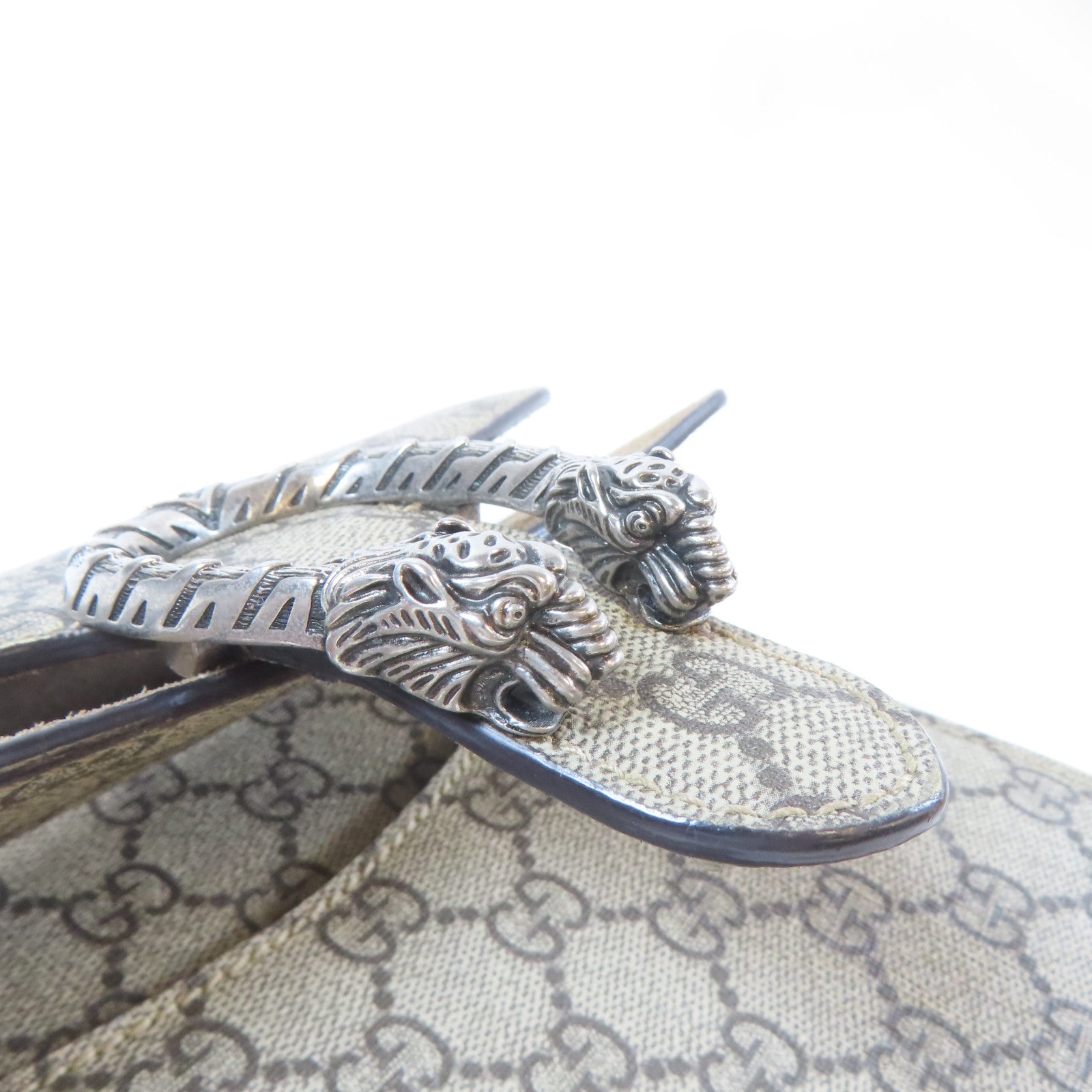 GUCCI 塗層帆布Dionysus Mini銀扣鏈帶肩背袋啡色