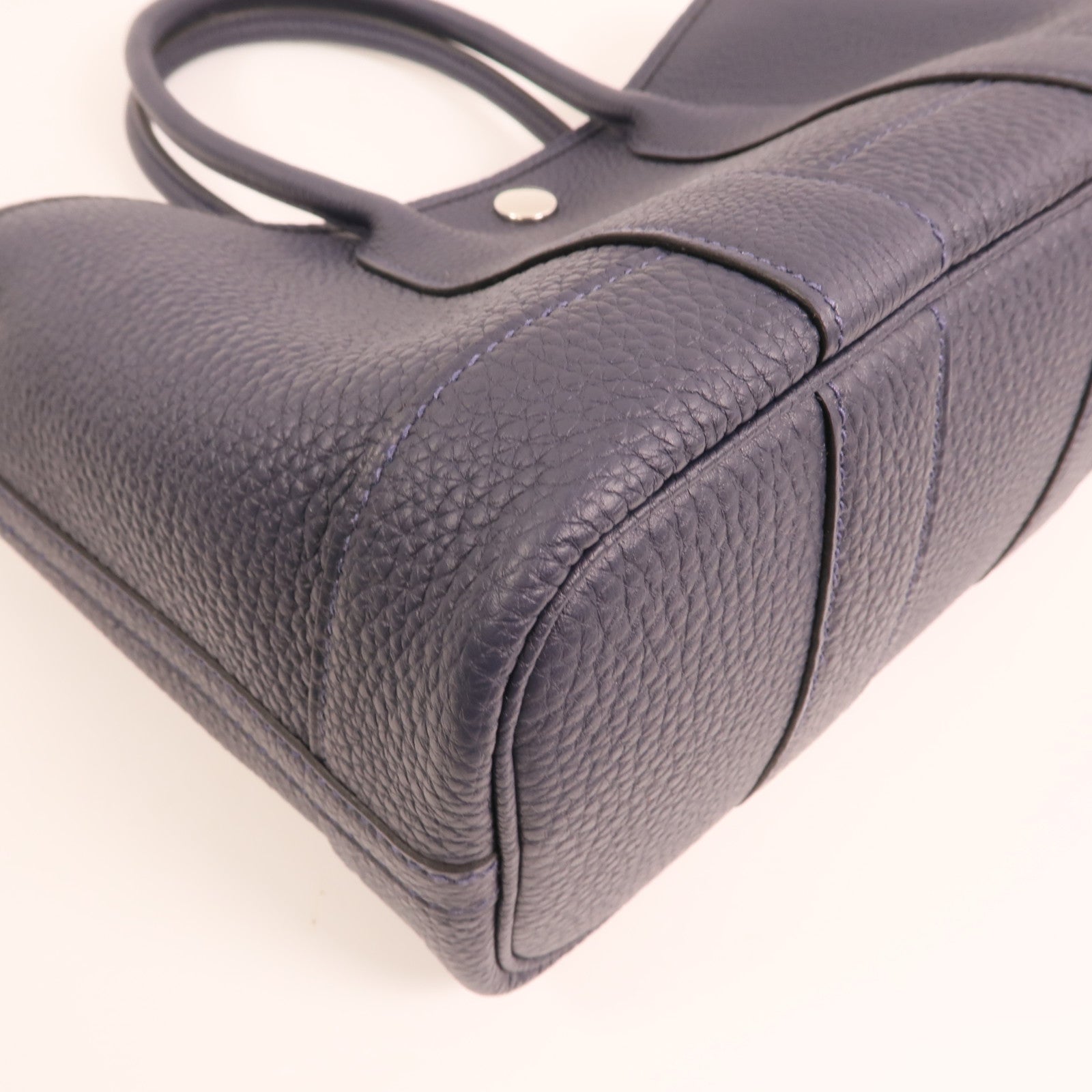 HERMES Negonda皮革Mini Garden Party銀扣手挽袋Bleu Nuit