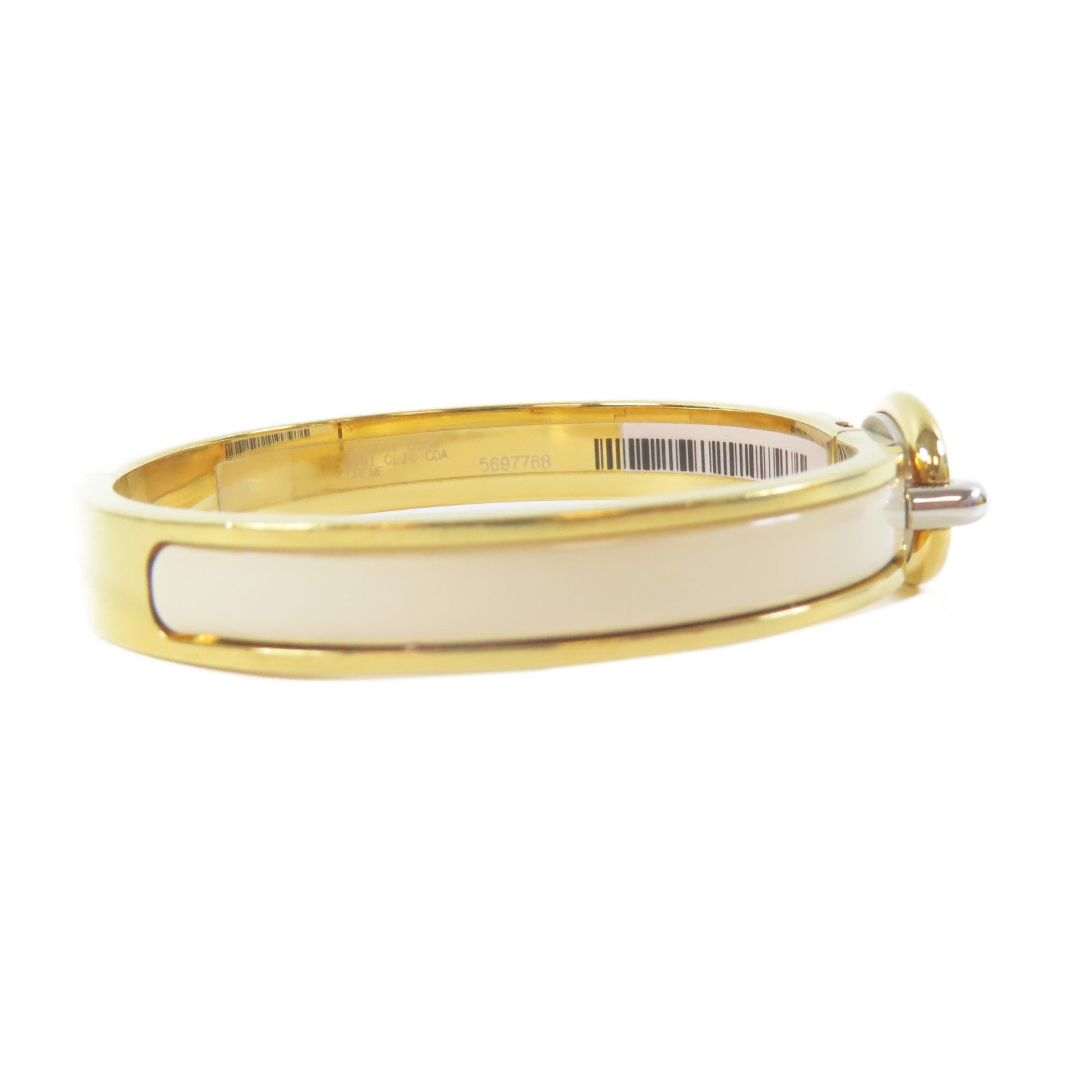 HERMES 【激減優惠】金屬Mini Clic Chaine D'Ancre手鐲金色/米色#17cm