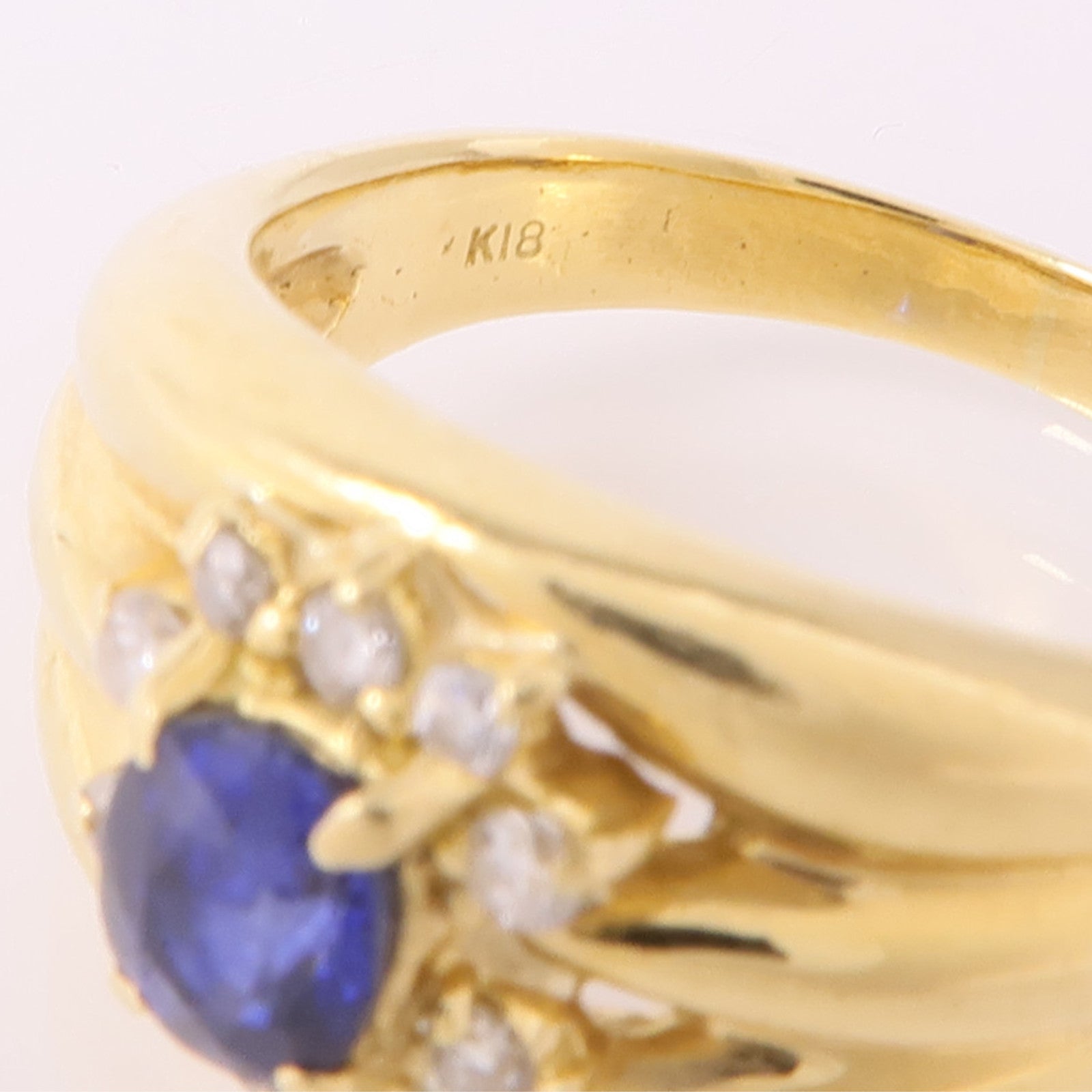 JEWELRY 【激減優惠】18K黄金Sapphire Diamond Ring藍寶石/鑽石戒指US#6