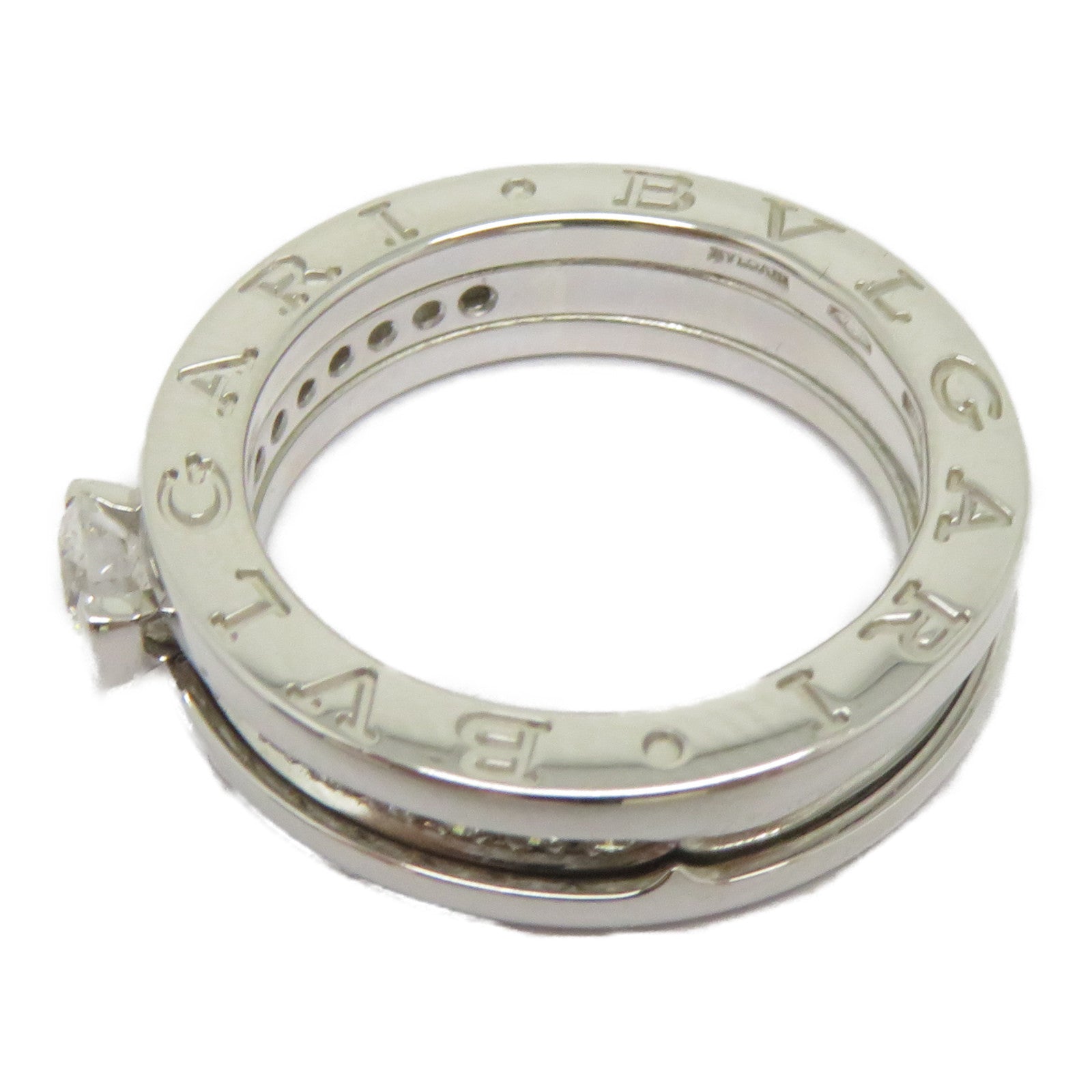 BVLGARI 18K白金Solitaire Diamond Ring鑽石戒指Bvlgari#50/US#5.25