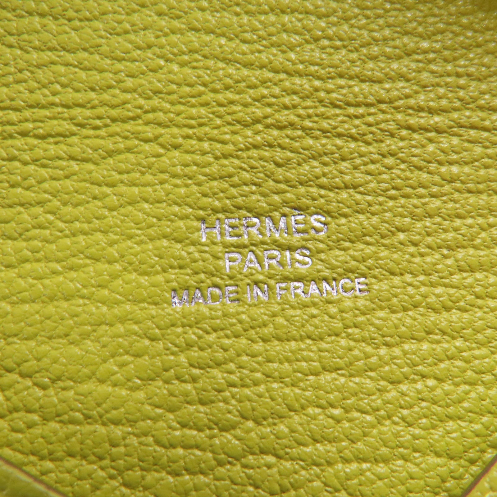 HERMES Chevre皮革Calvi卡片套Lime