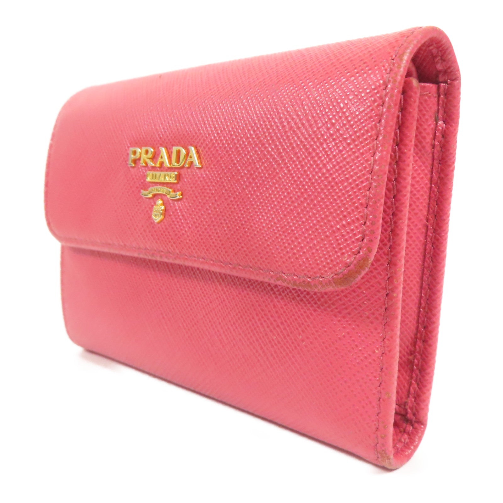 PRADA GHW Wallet 1MH840 Calfskin Leather Red