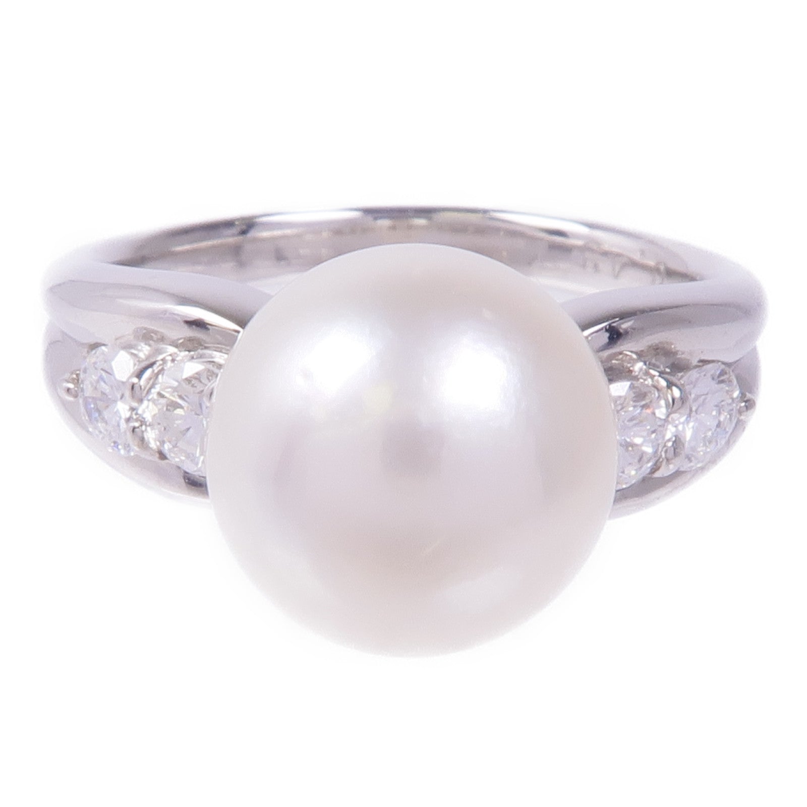 JEWELRY 【激減優惠】PT900鉑金Pearl Diamond Ring珍珠鑽石戒指US#5.75