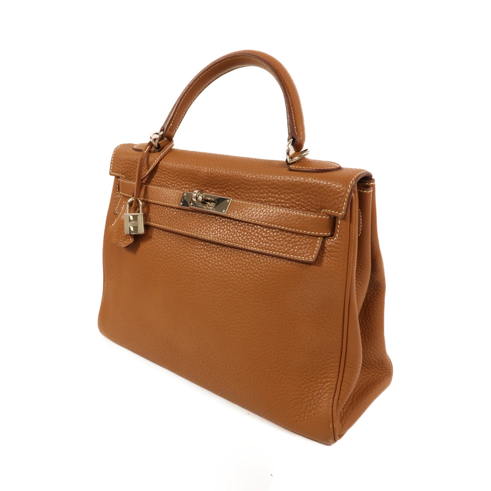 HERMES Clemence皮革Kelly 32手挽肩背兩用袋Gold
