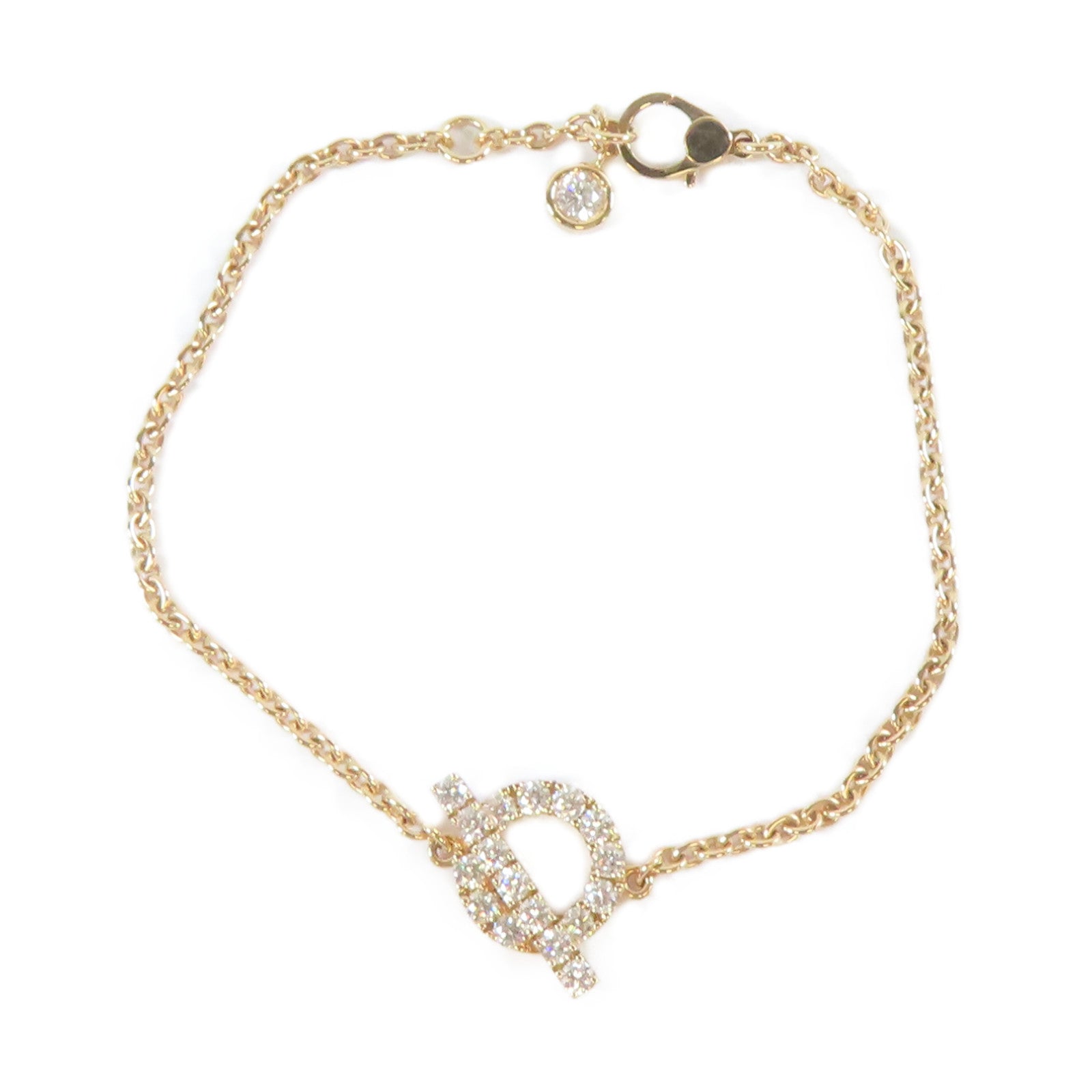 HERMES 18K黃金Finesse Bracelet0.55ct鑽石手鏈#15.25cm