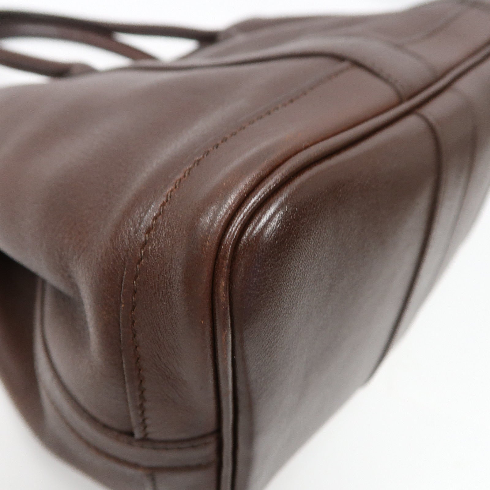 HERMES Swift皮革Garden Party TPM銀扣手挽袋深啡色