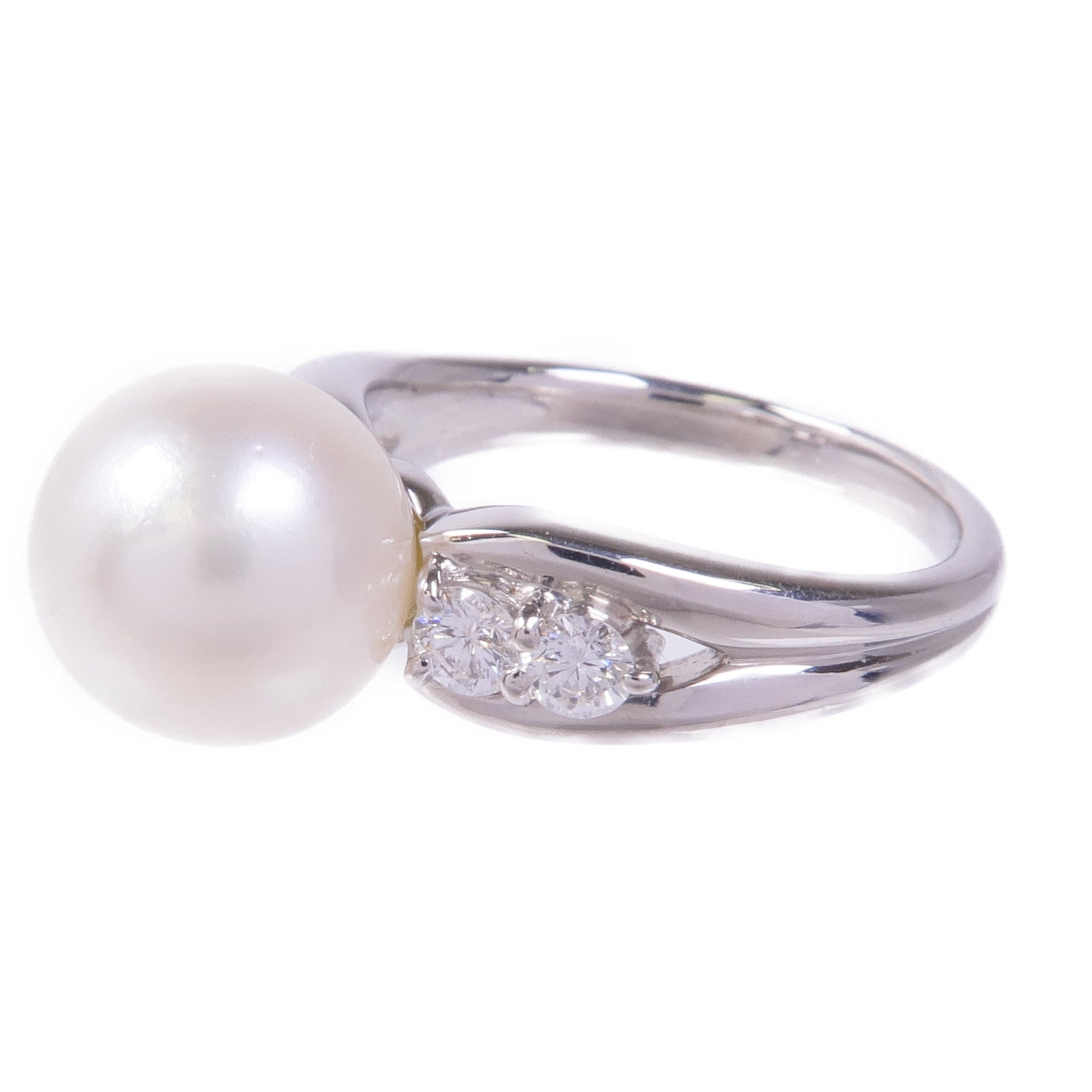 JEWELRY 【激減優惠】PT900鉑金Pearl Diamond Ring珍珠鑽石戒指US#5.75
