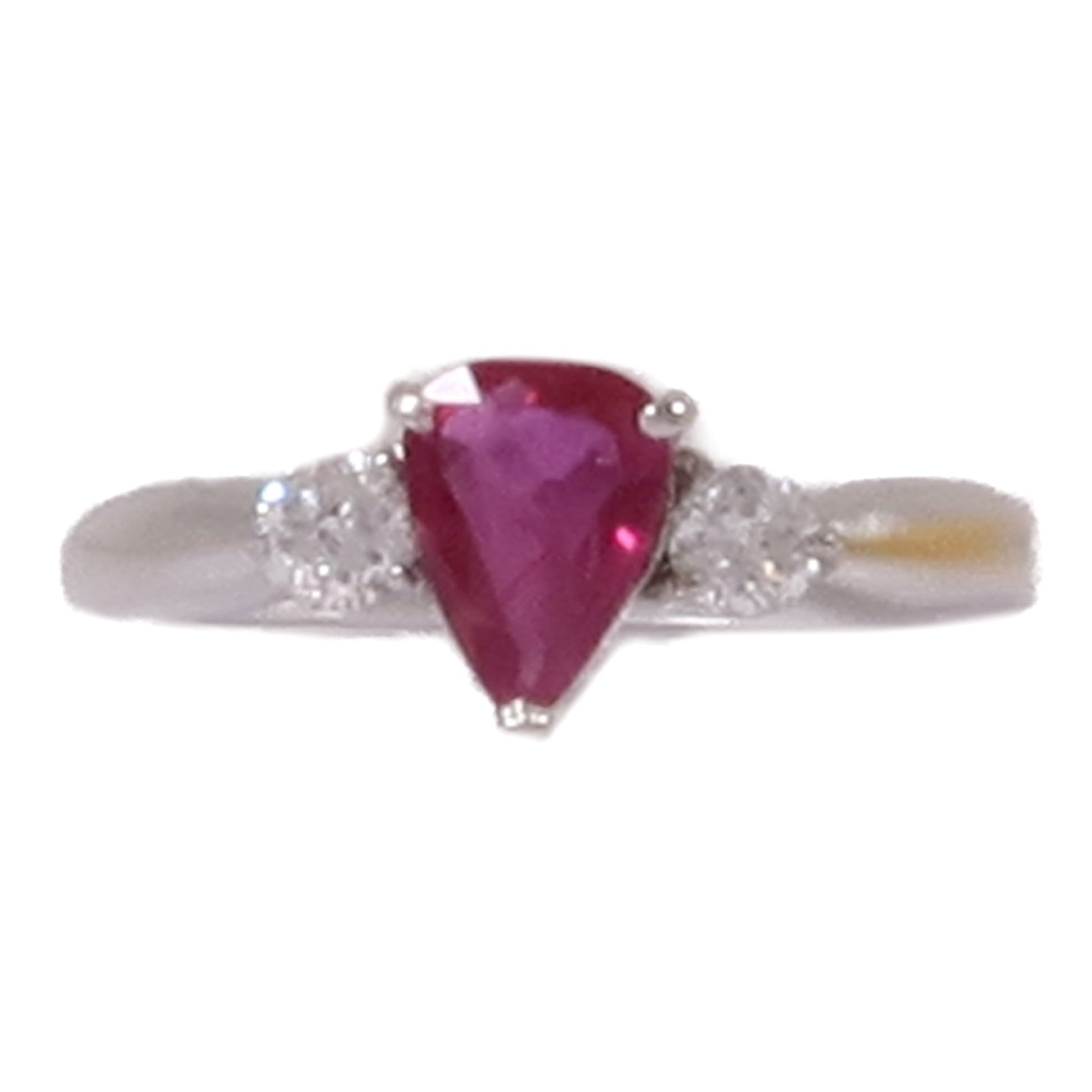 JEWELRY PT900鉑金Ruby/Diamond Ring紅寶石/鑽石戒指US#5.5