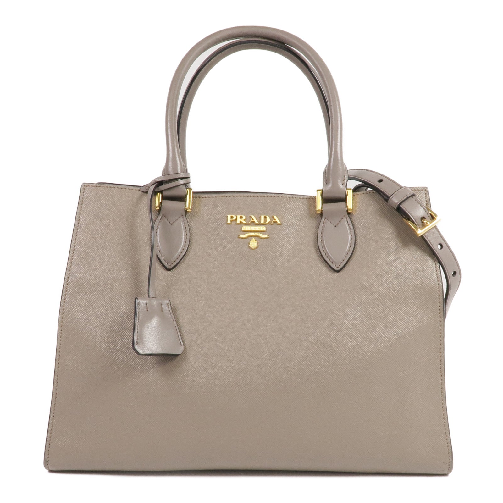 PRADA Saffiano皮革2Way Shoulder Bag金扣手挽肩背兩用袋