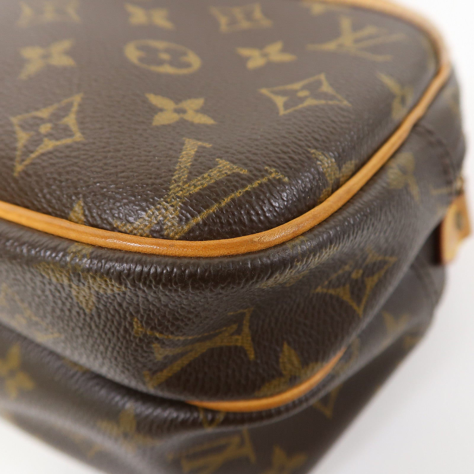 LOUIS VUITTON Monogram Reporter PM金扣肩背袋啡色