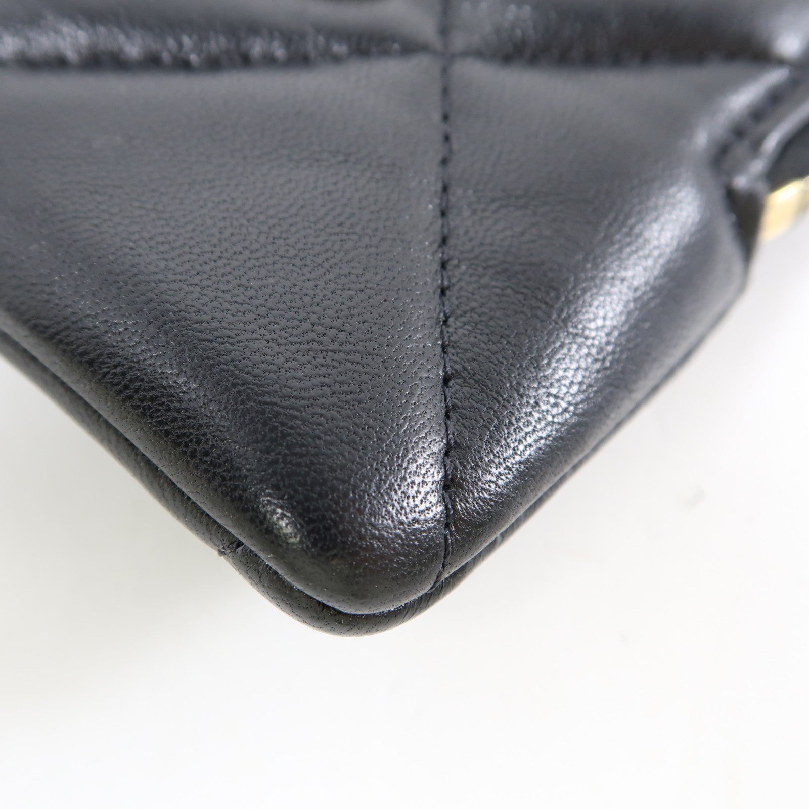 CHANEL 羊皮皮革Zipper Card Holder金扣卡片套黑色