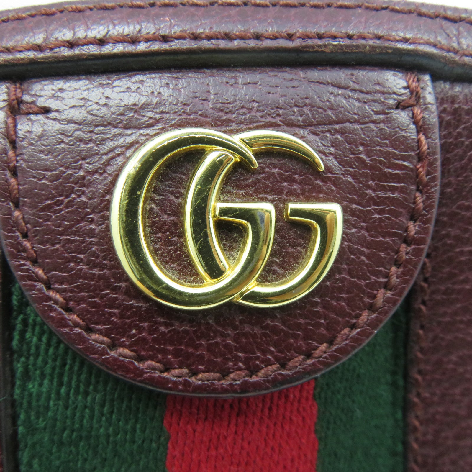 GUCCI 【清倉大減價】牛皮皮革Ophidia GG金扣肩背袋啡色