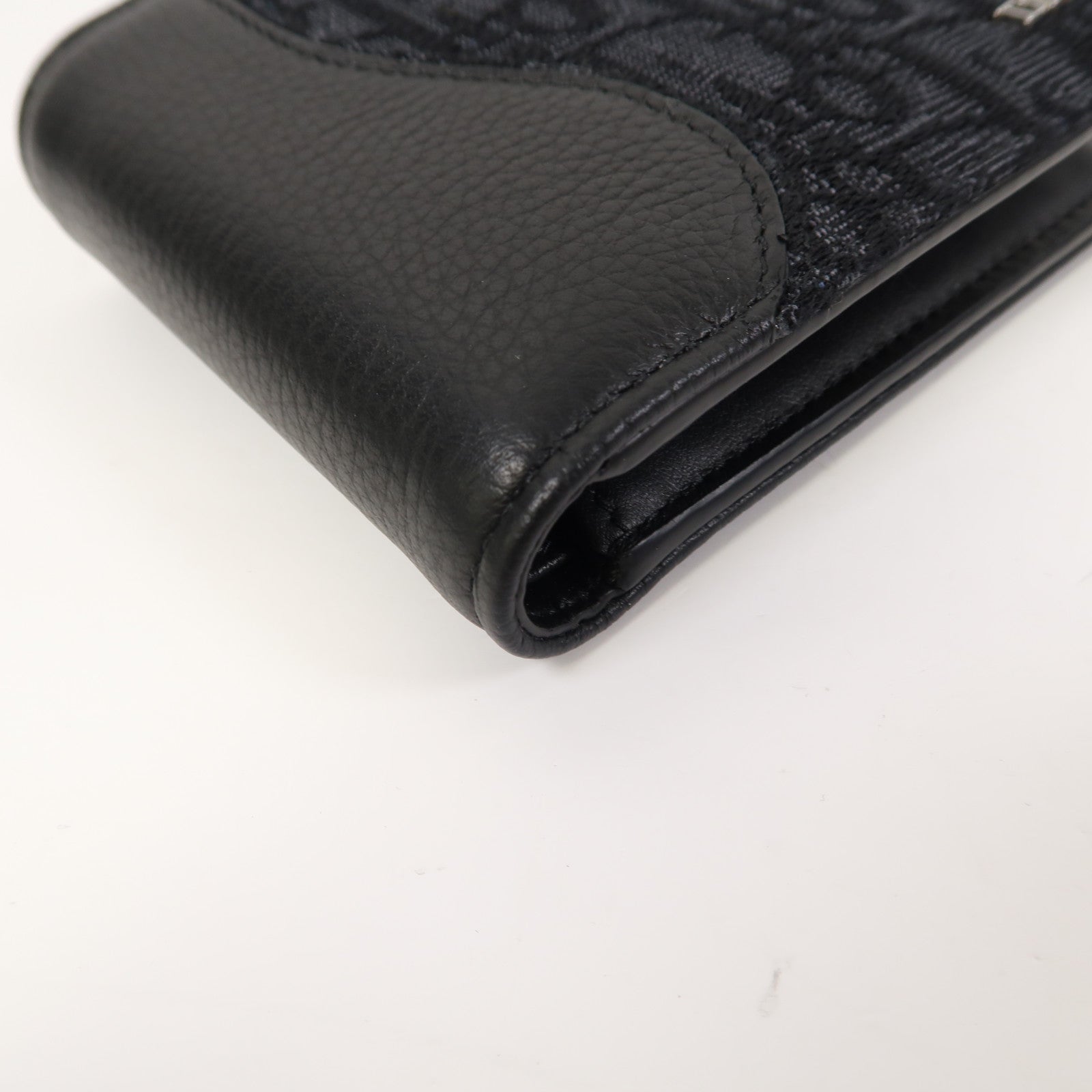 Dior 牛皮皮革Saddle Bifold Wallet銀扣錢包黑色