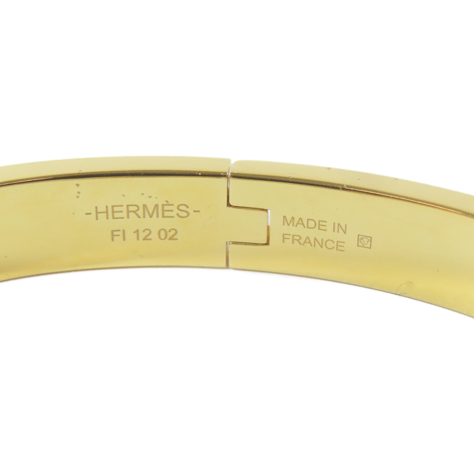 HERMES 【激減優惠】金屬Mini Clic Chaine D'Ancre手鐲金色/米色#17cm