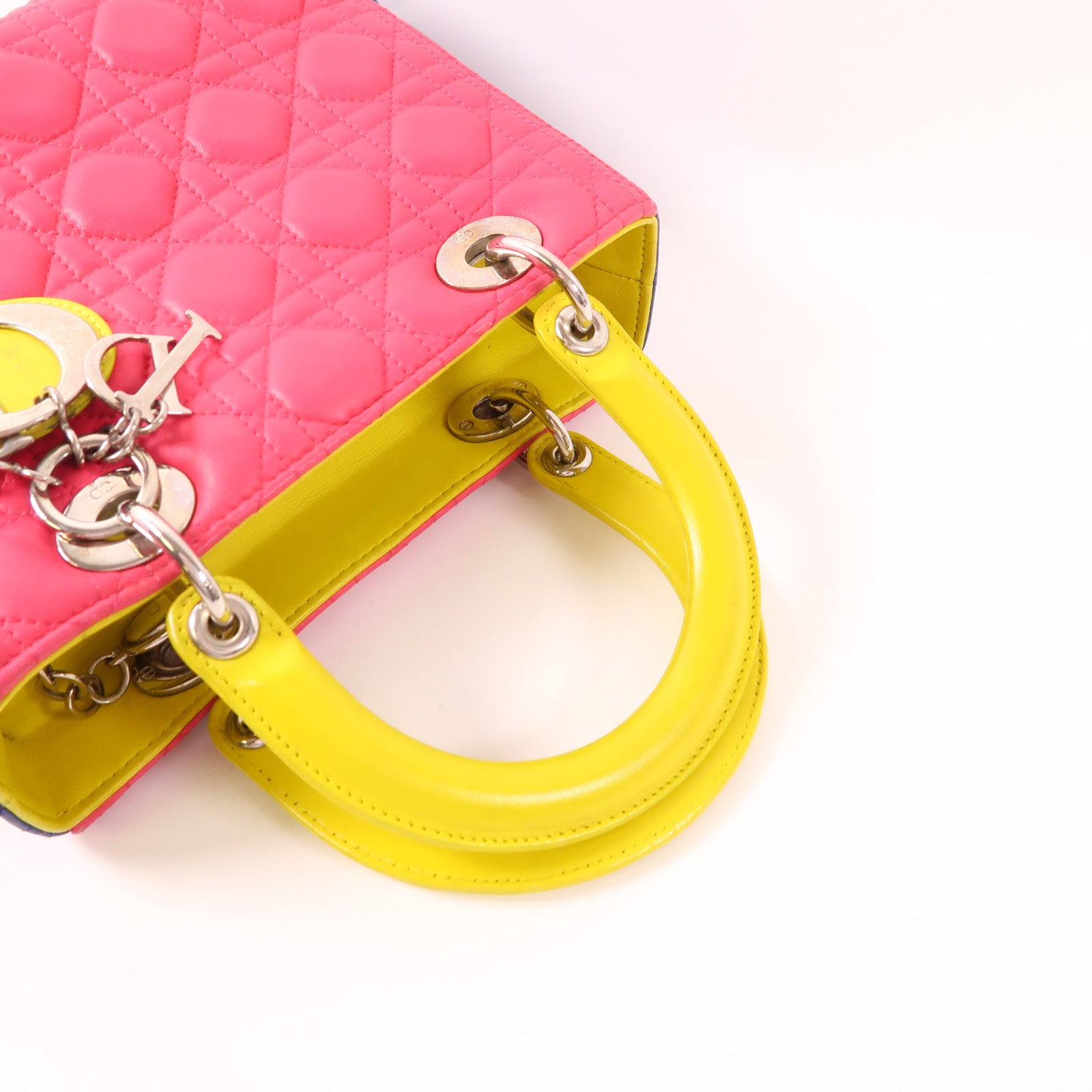 Dior 羊皮皮革Lady Dior銀扣手挽肩背兩用袋