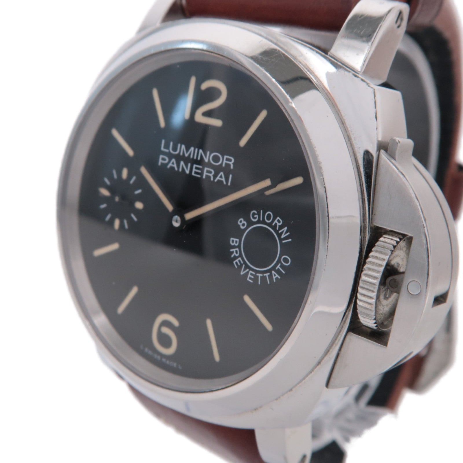 PANERAI 【激減優惠】Luminor Marina不鏽鋼/皮革手錶自動機芯黑色