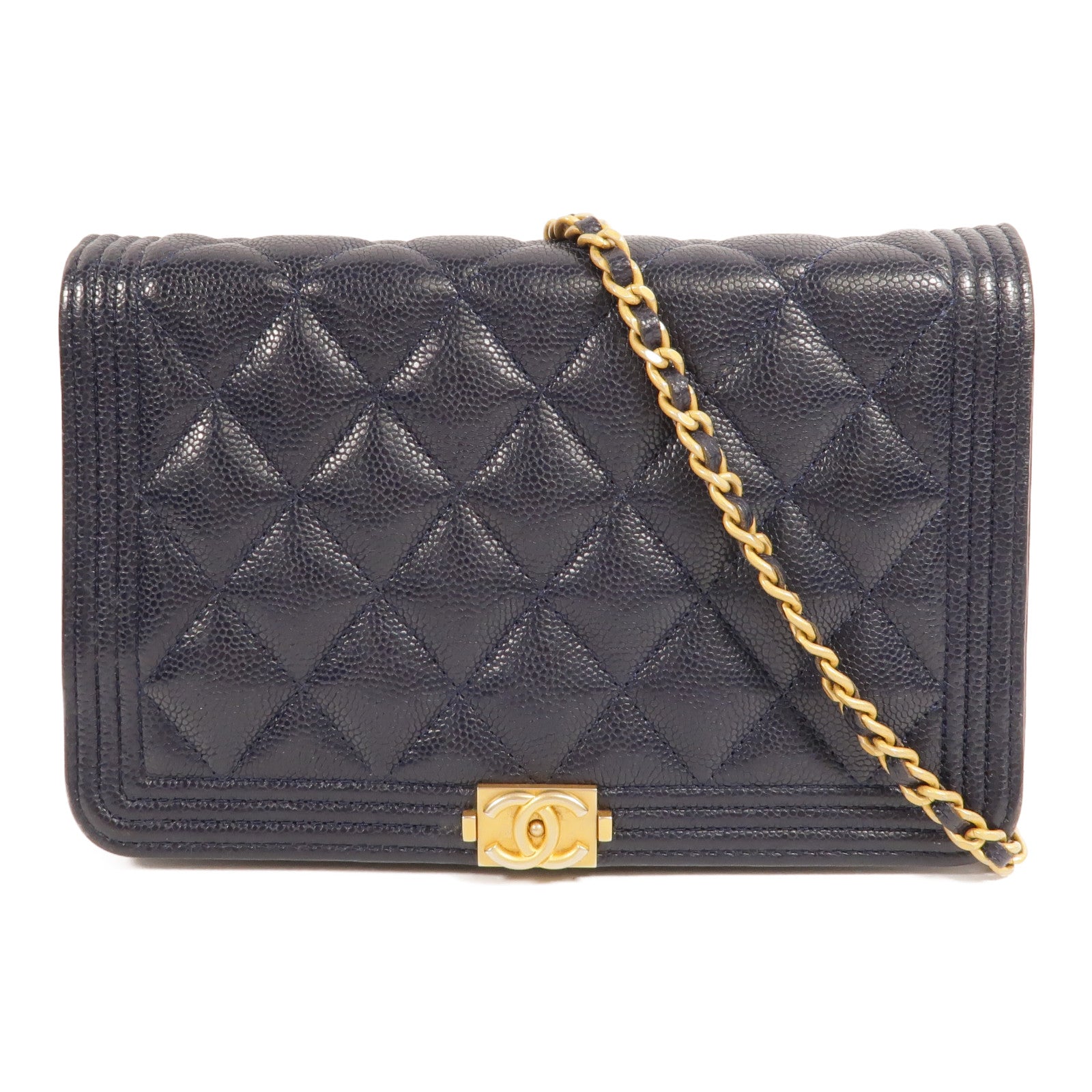 CHANEL 牛皮皮革Boy Chanel Wallet On Chain鏈帶肩背袋
