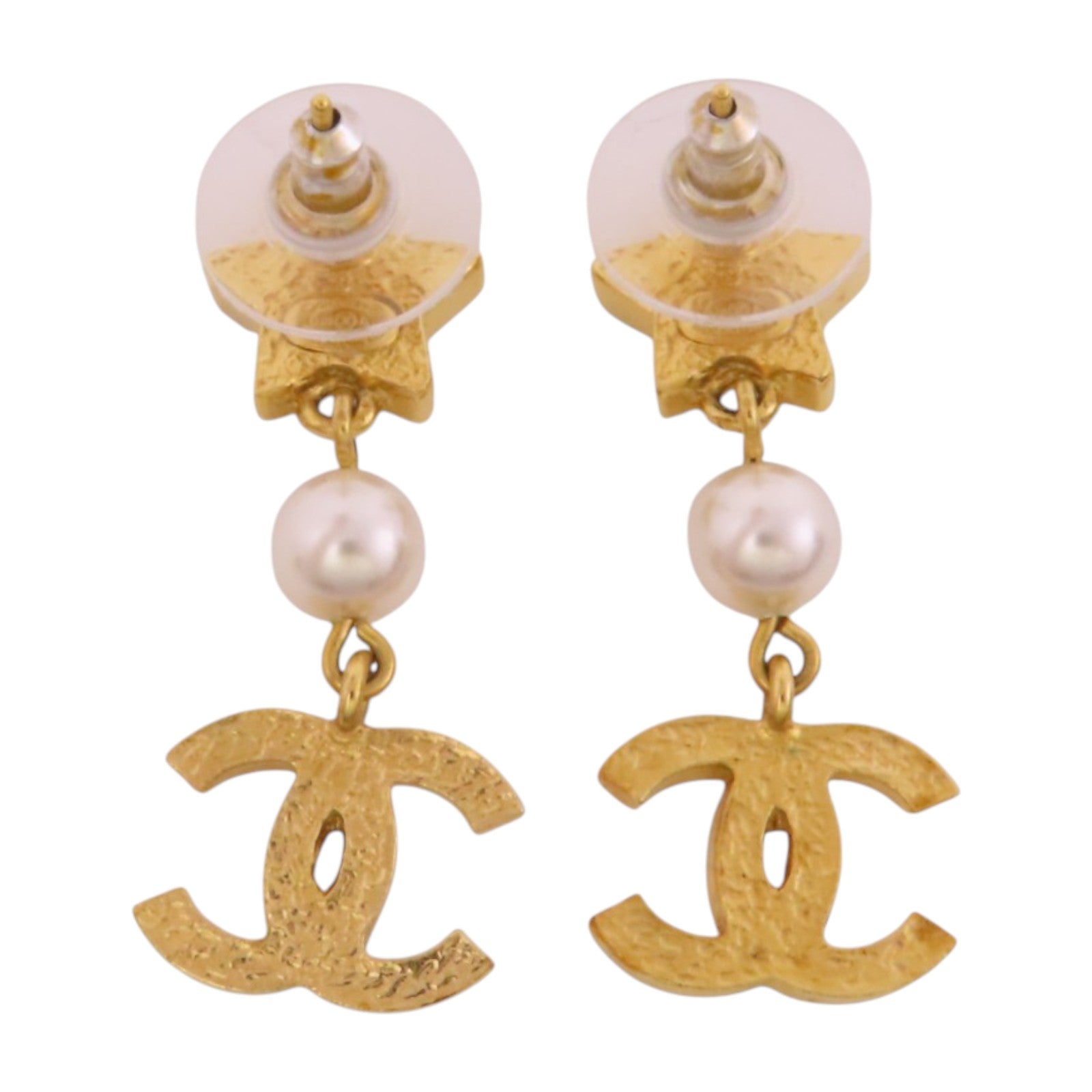 CHANEL 金屬/仿珍珠/水鑽Earrings銀扣耳環