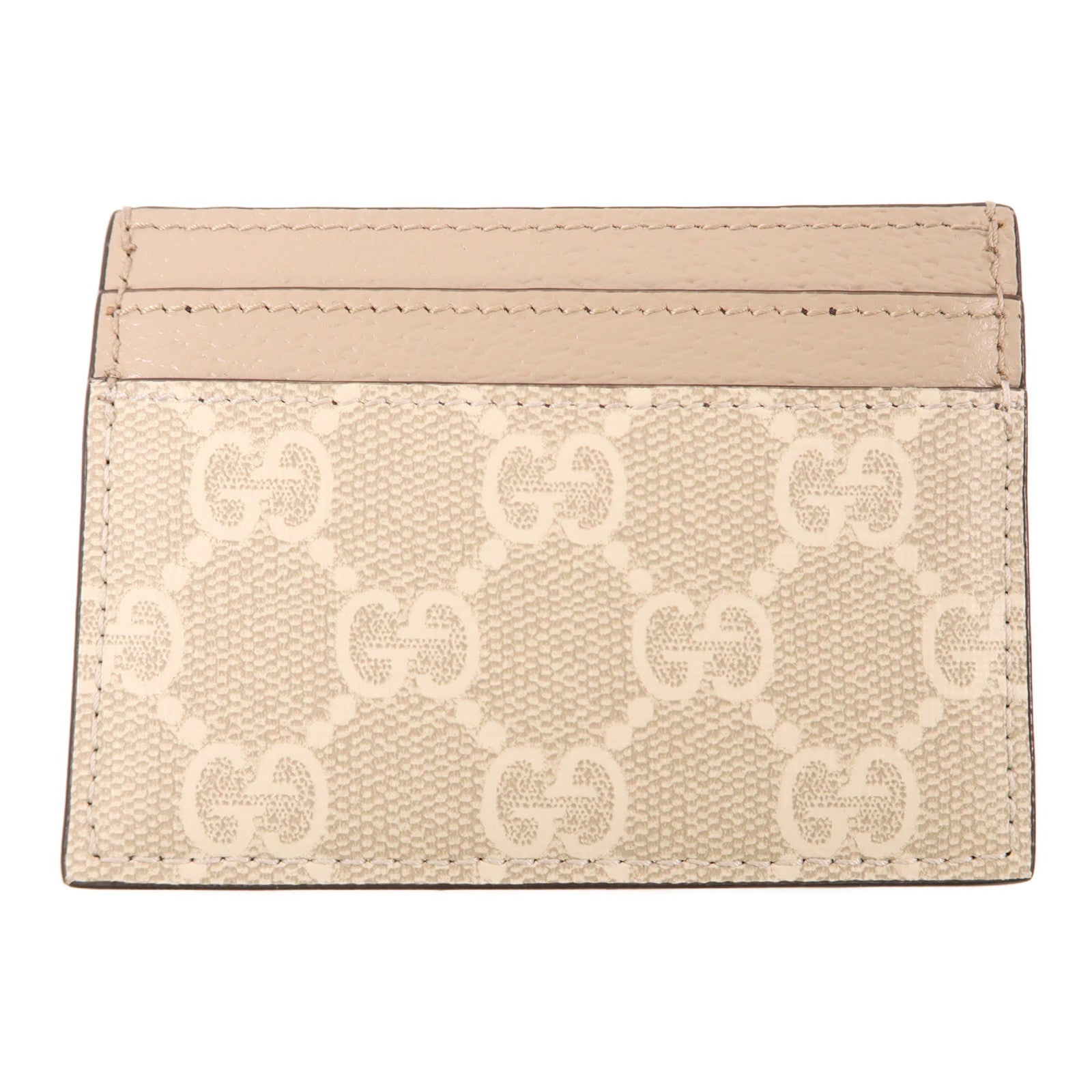 GUCCI 塗層帆布/皮革Ophdia GG Card Case金扣卡片套白色