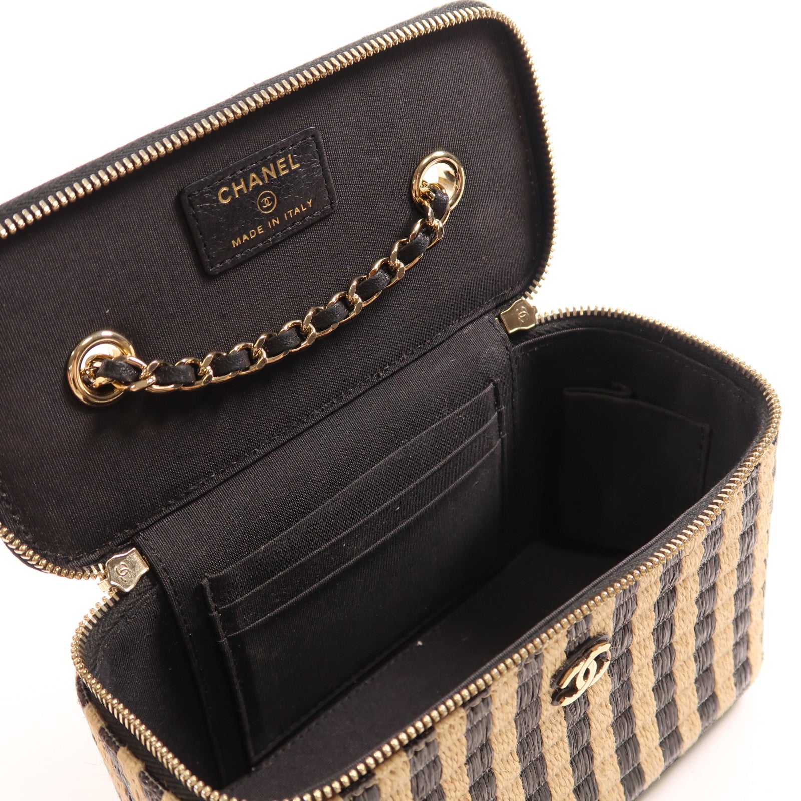 CHANEL 酒椰Vanity Case金扣鏈帶肩背袋