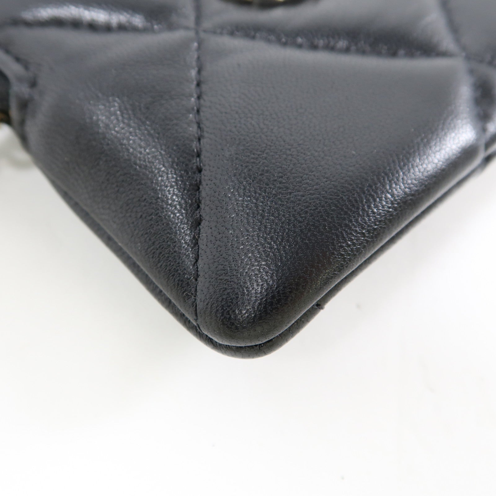 CHANEL 羊皮皮革Zipper Card Holder金扣卡片套黑色