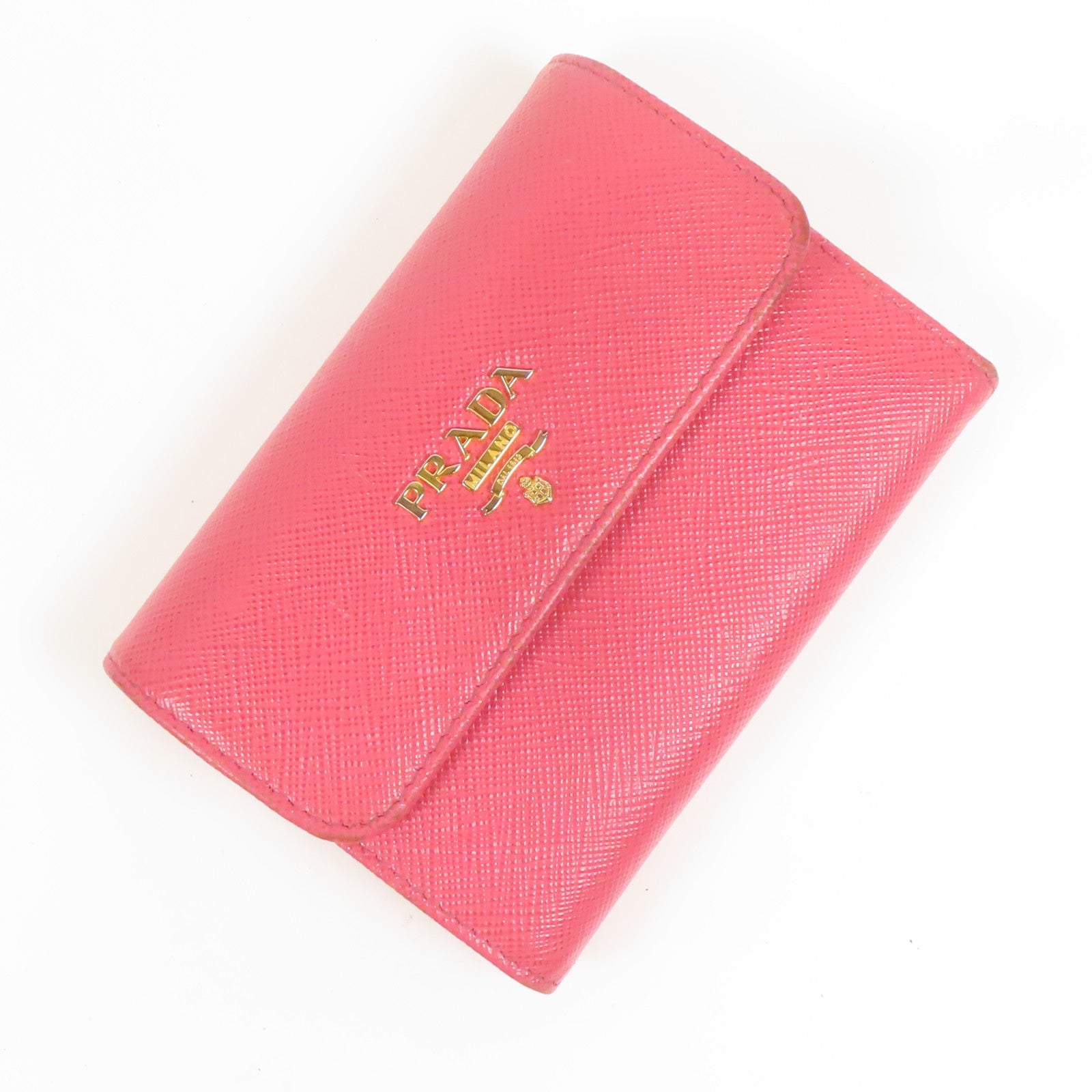 PRADA GHW Wallet 1MH840 Calfskin Leather Red