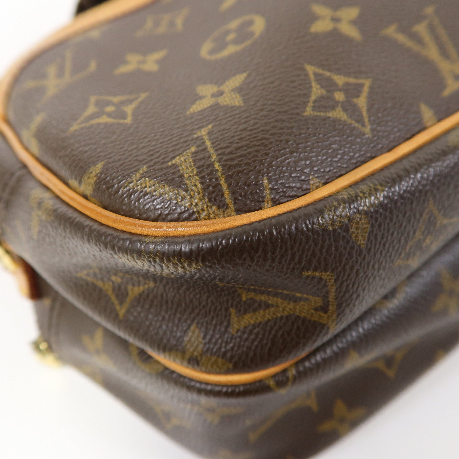 LOUIS VUITTON Monogram Reporter PM金扣肩背袋啡色