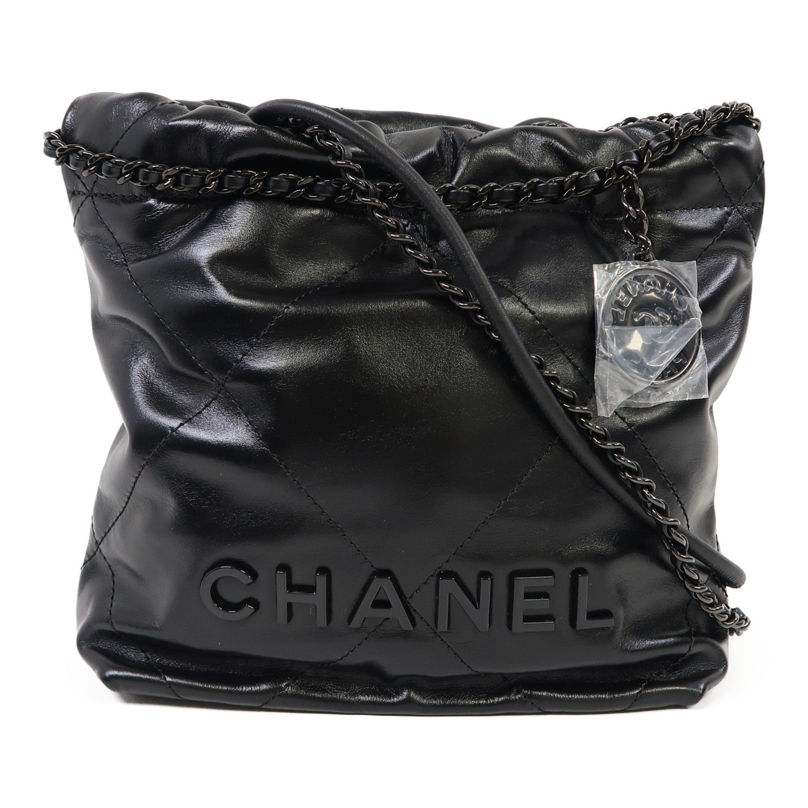 CHANEL 【激減優惠】菱格牛皮皮革Chanel 22 Mini鏈帶肩背袋黑色