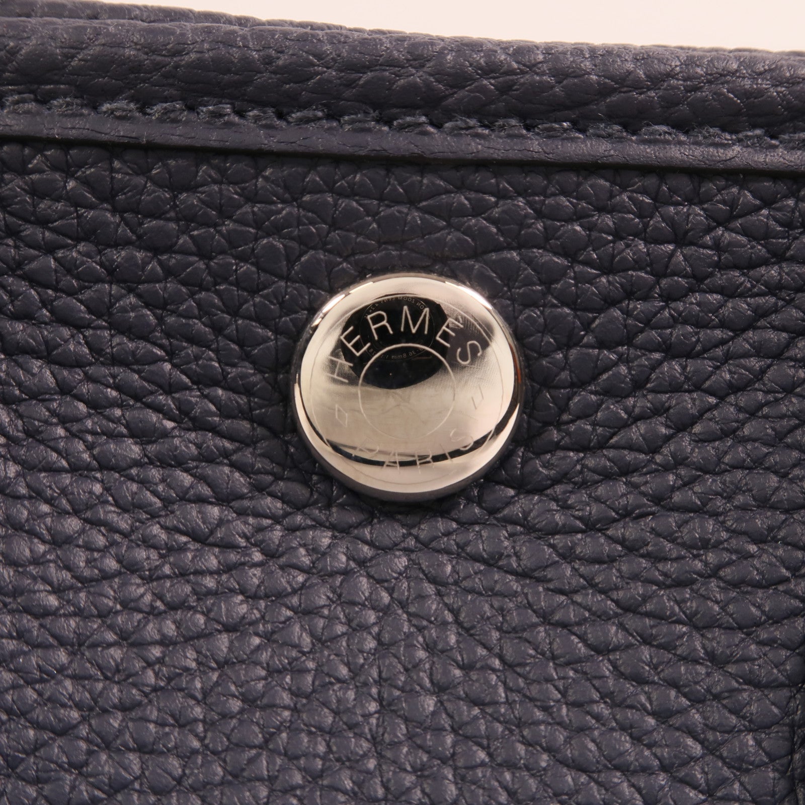 HERMES Negonda皮革Mini Garden Party銀扣手挽袋Bleu Nuit