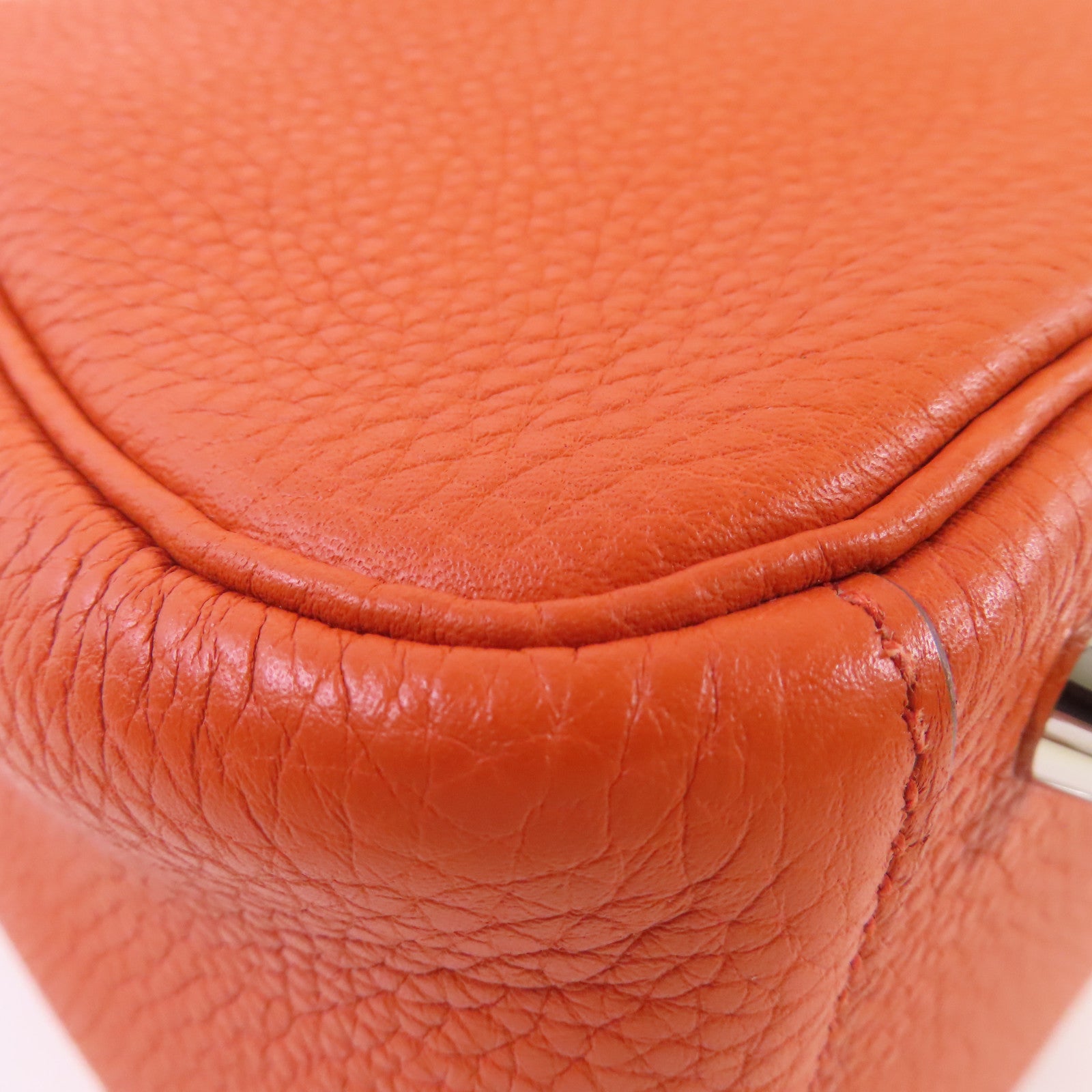 HERMES Clemence皮革Lindy 26 Shoulder Bag銀扣肩背袋橙色