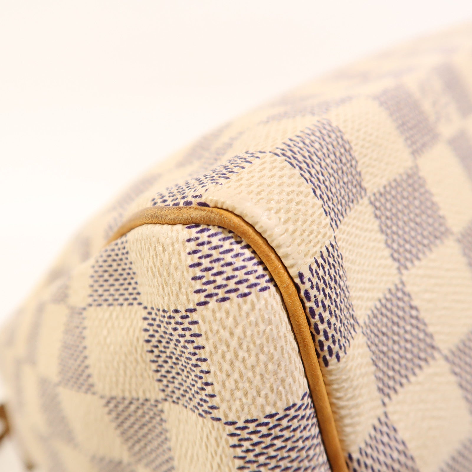 LOUIS VUITTON Damier Azur Speedy 30金扣手挽袋白色