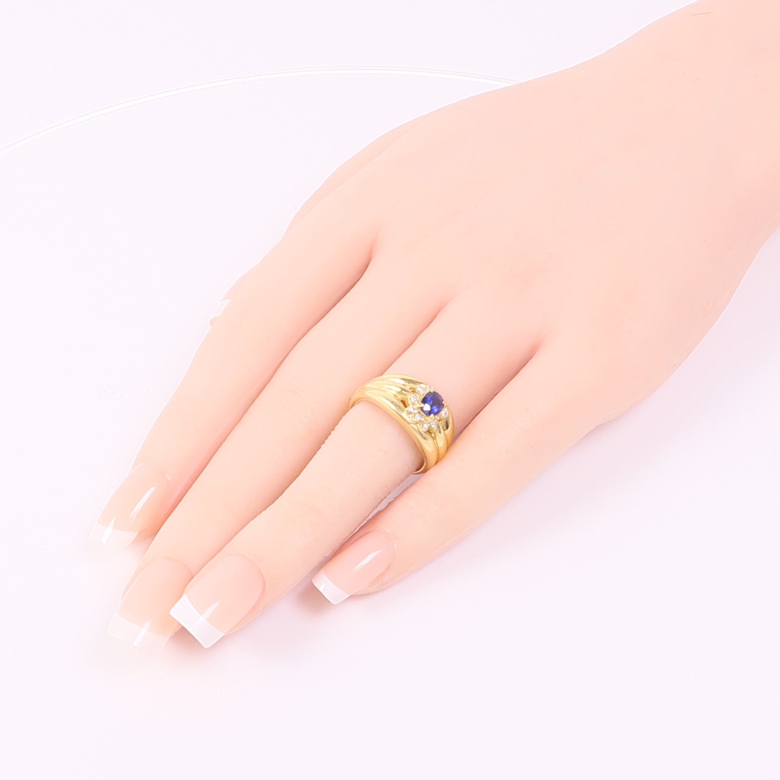 JEWELRY 18K黄金Sapphire Diamond Ring藍寶石/鑽石戒指US#6