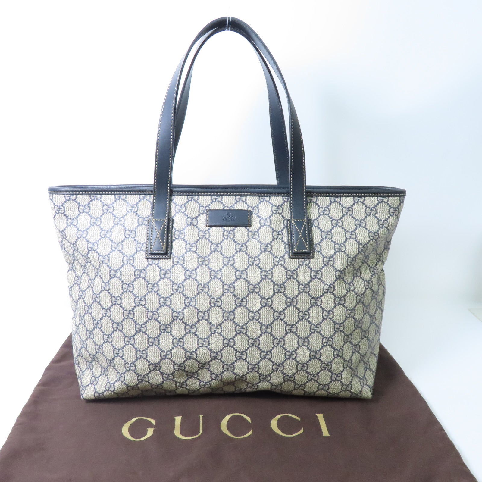 GUCCI 【激減優惠】塗層帆布Tote Bag銀扣手挽袋米色